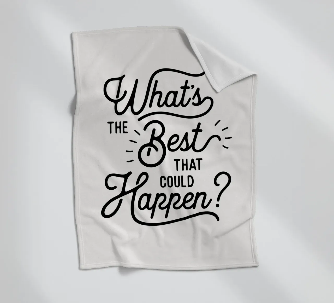 What's The Best That Could Happen Optimistic Quote in Black fleece blanket by THE MOTIVATED TYPE