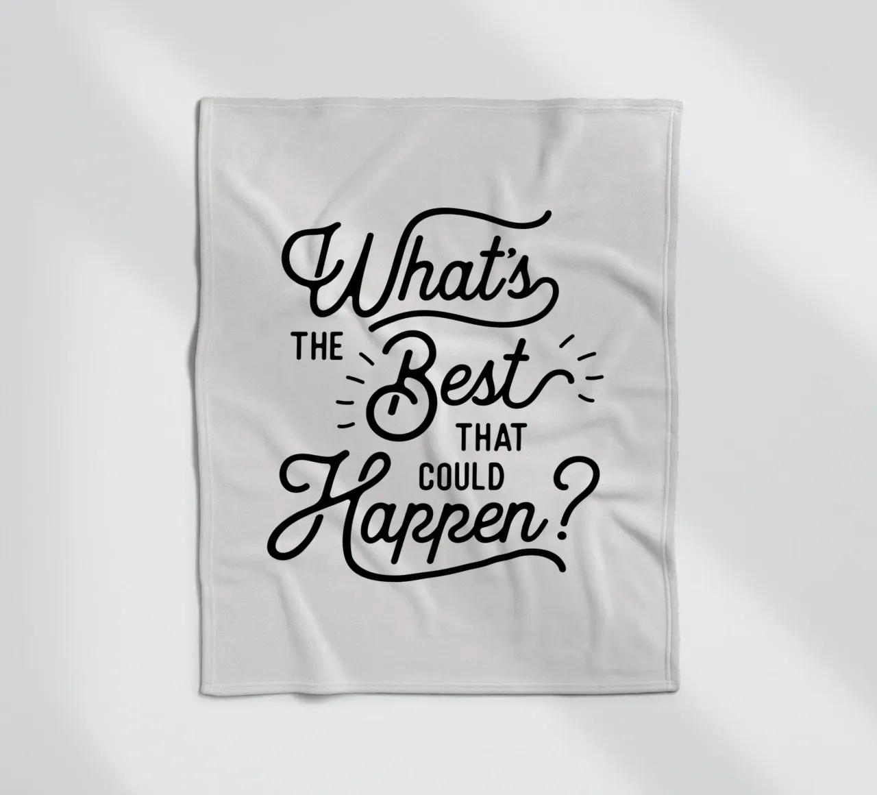 What's The Best That Could Happen Optimistic Quote in Black fleece blanket by THE MOTIVATED TYPE