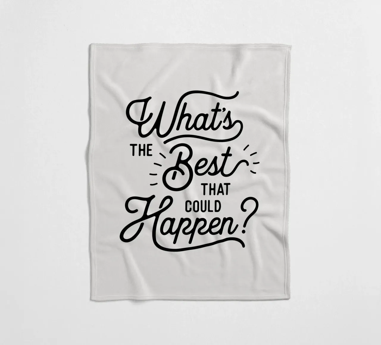 What's The Best That Could Happen Optimistic Quote in Black fleece blanket by THE MOTIVATED TYPE