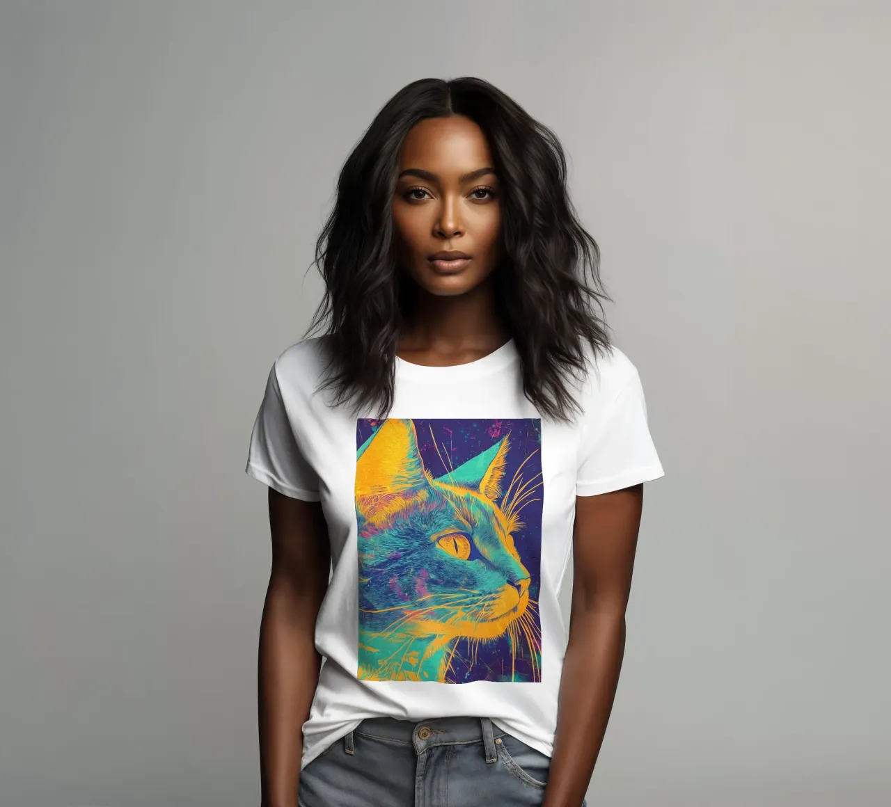 Blaue Katze Frauen T-Shirt von Justyna Jaszke JBJart