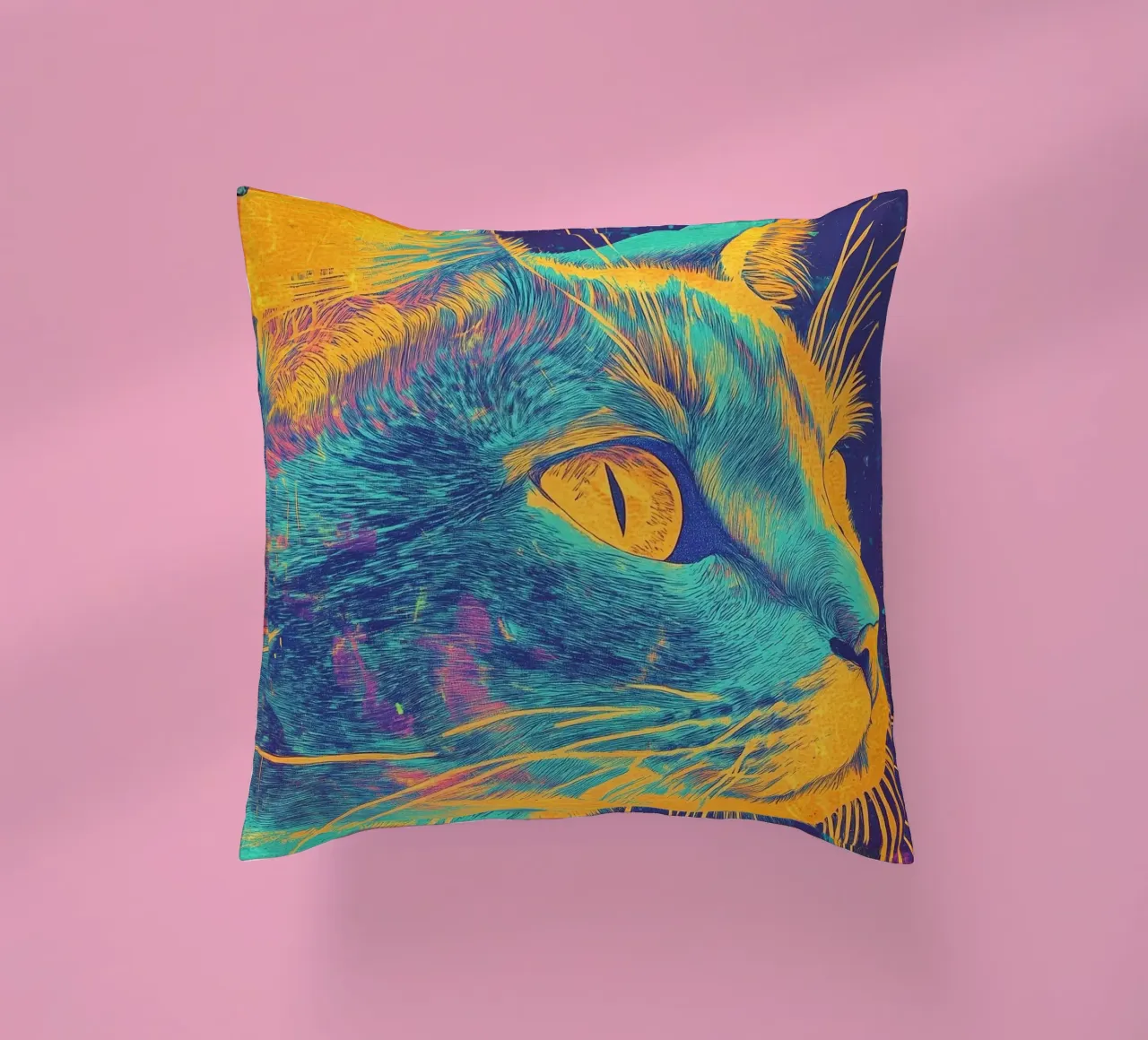 Gatto blu cuscino da Justyna Jaszke JBJart