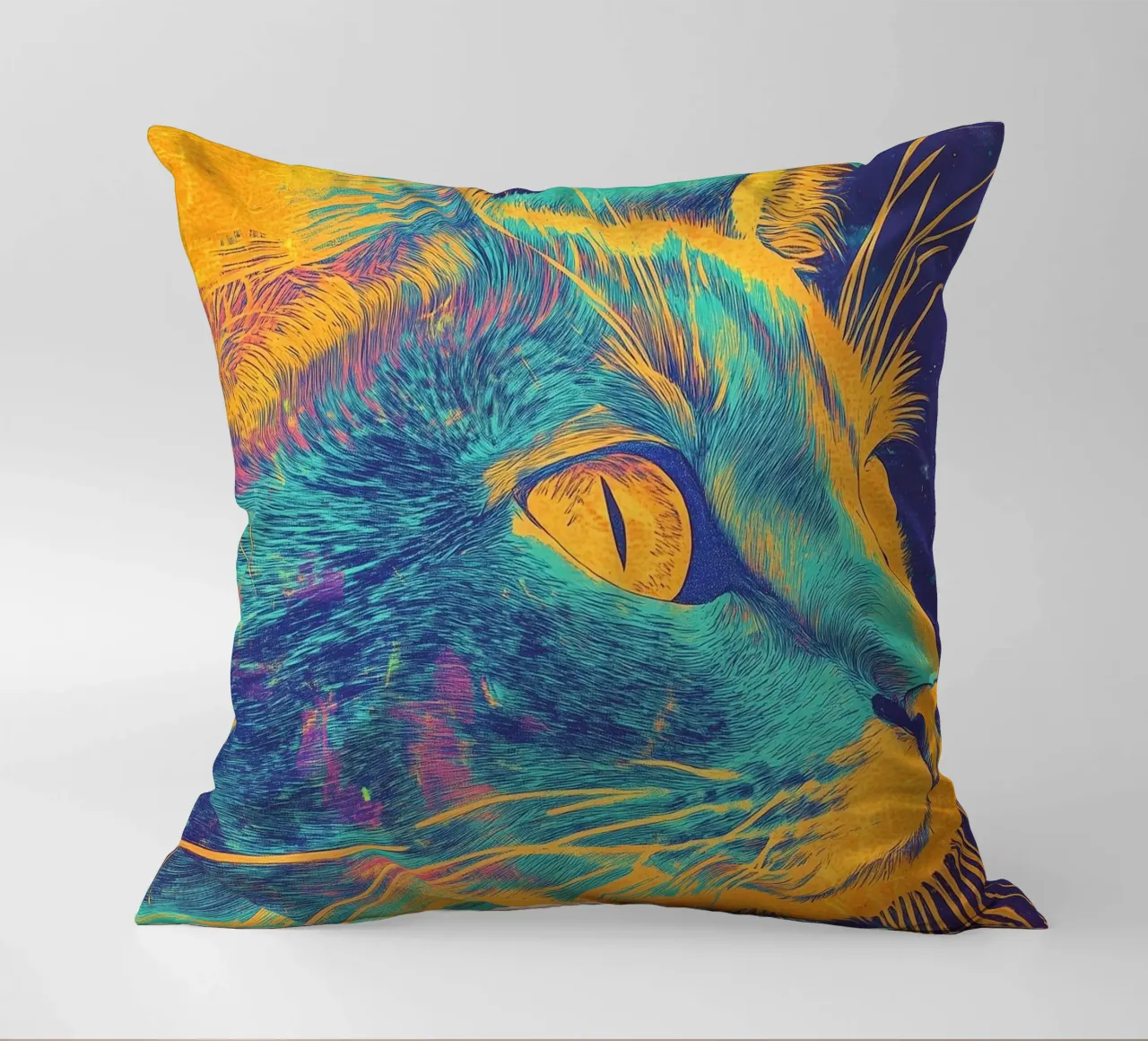 Gatto blu cuscino da Justyna Jaszke JBJart