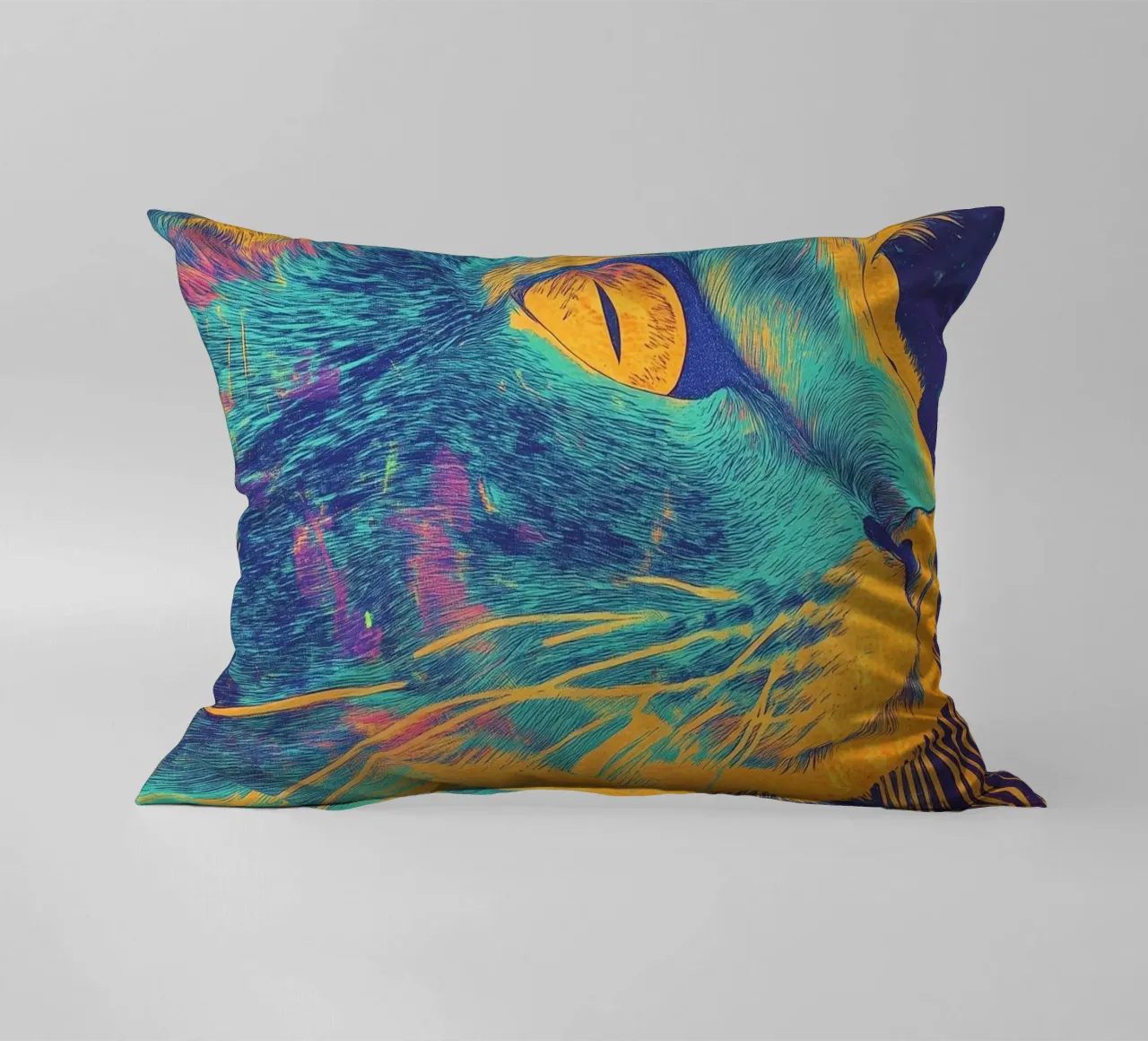 Gatto blu cuscino da Justyna Jaszke JBJart
