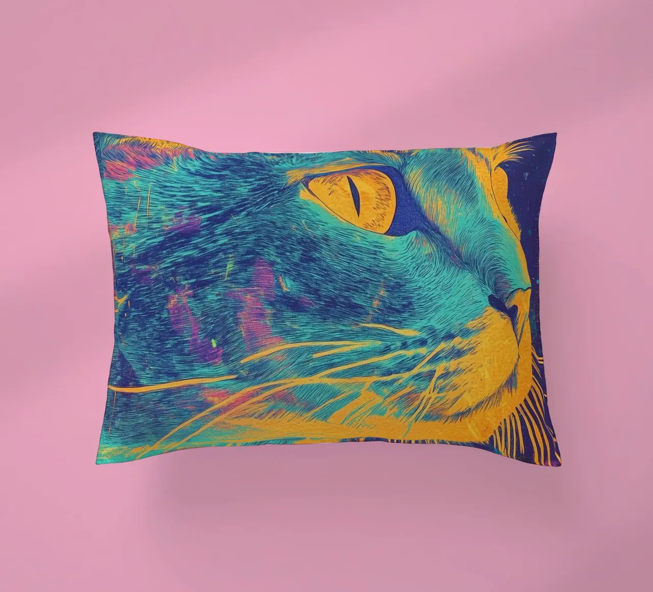 Gatto blu cuscino da Justyna Jaszke JBJart