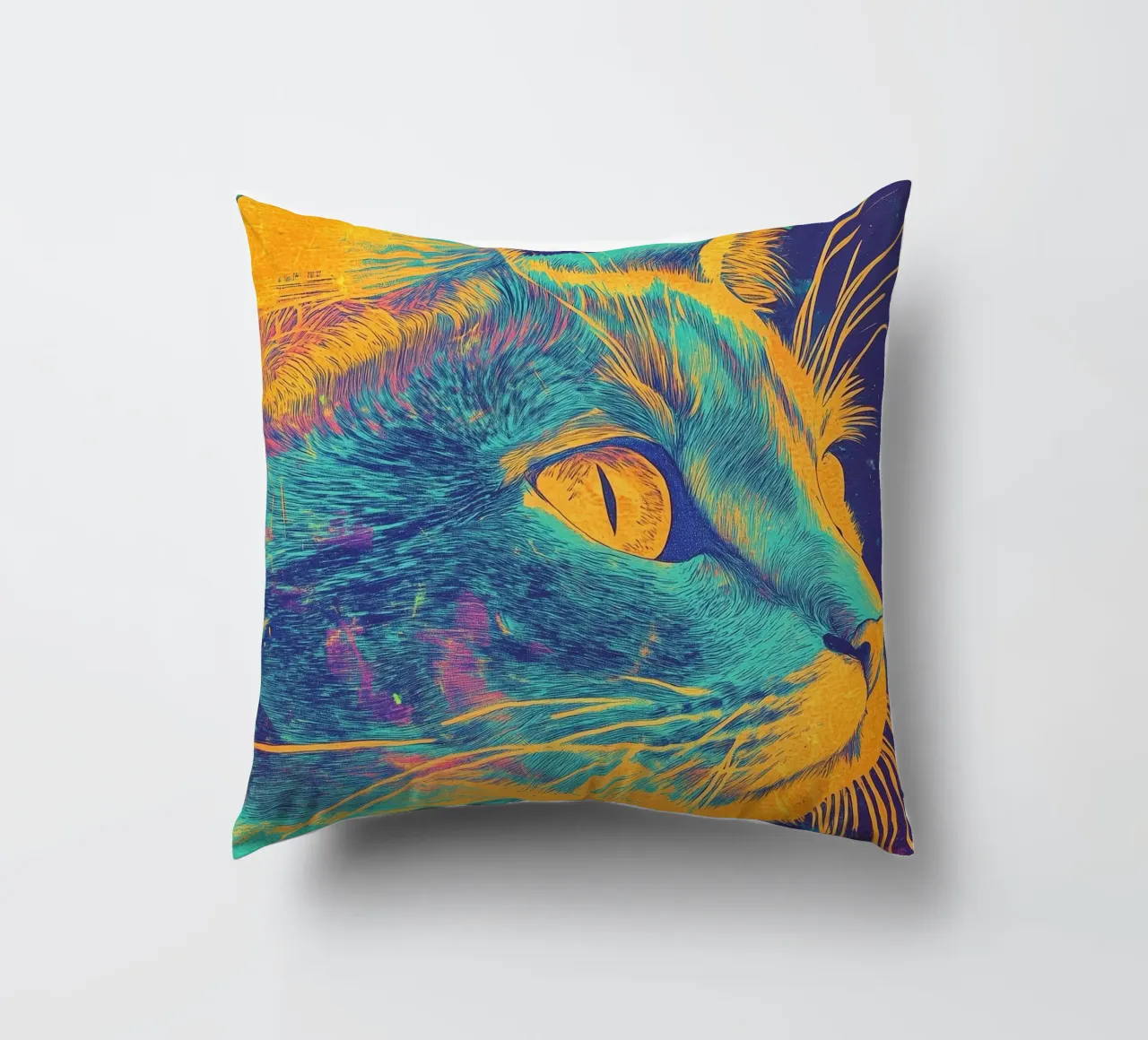 Gatto blu cuscino da Justyna Jaszke JBJart