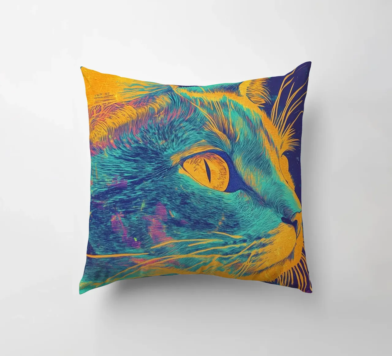 Gatto blu cuscino da Justyna Jaszke JBJart