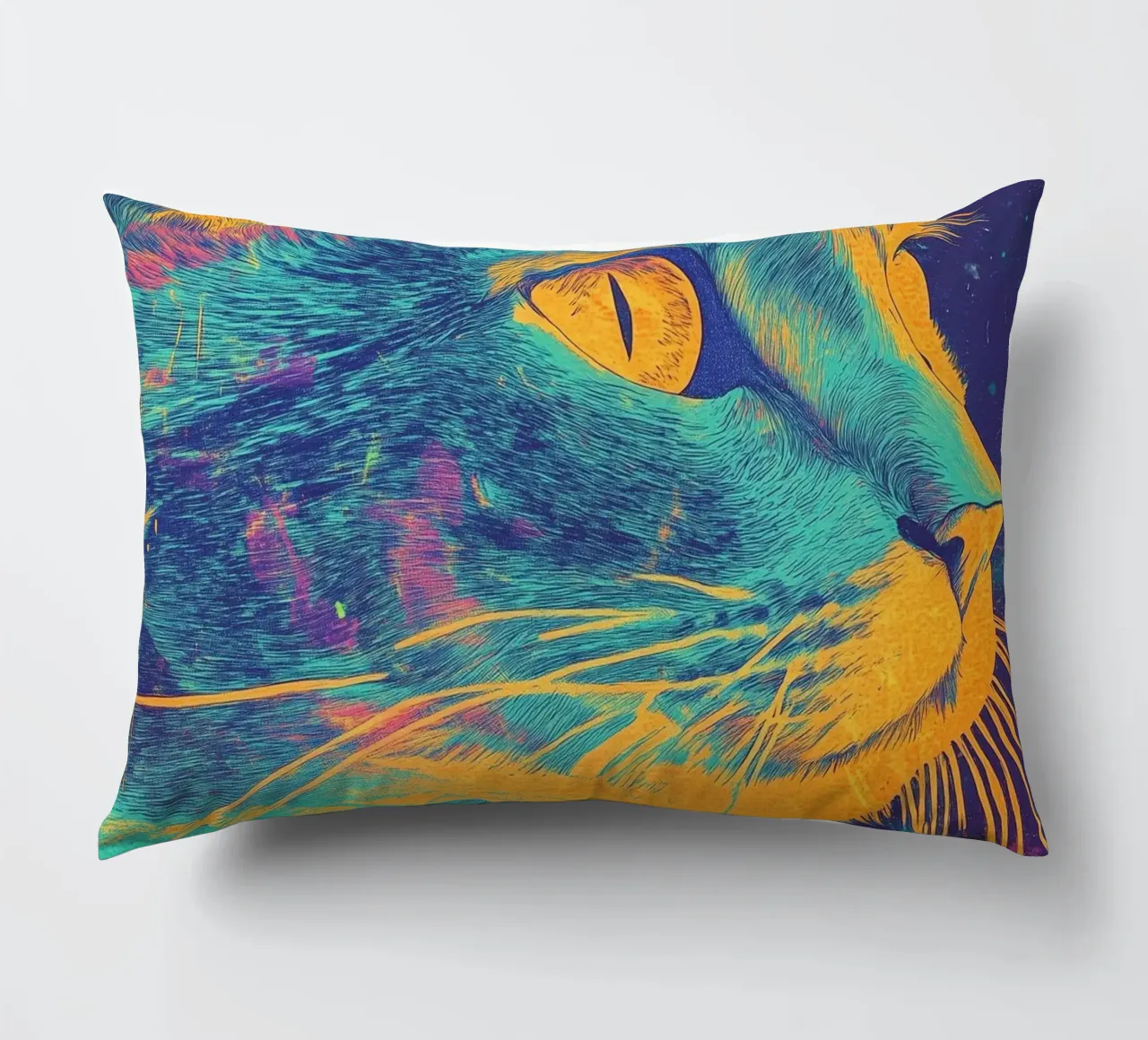 Gatto blu cuscino da Justyna Jaszke JBJart