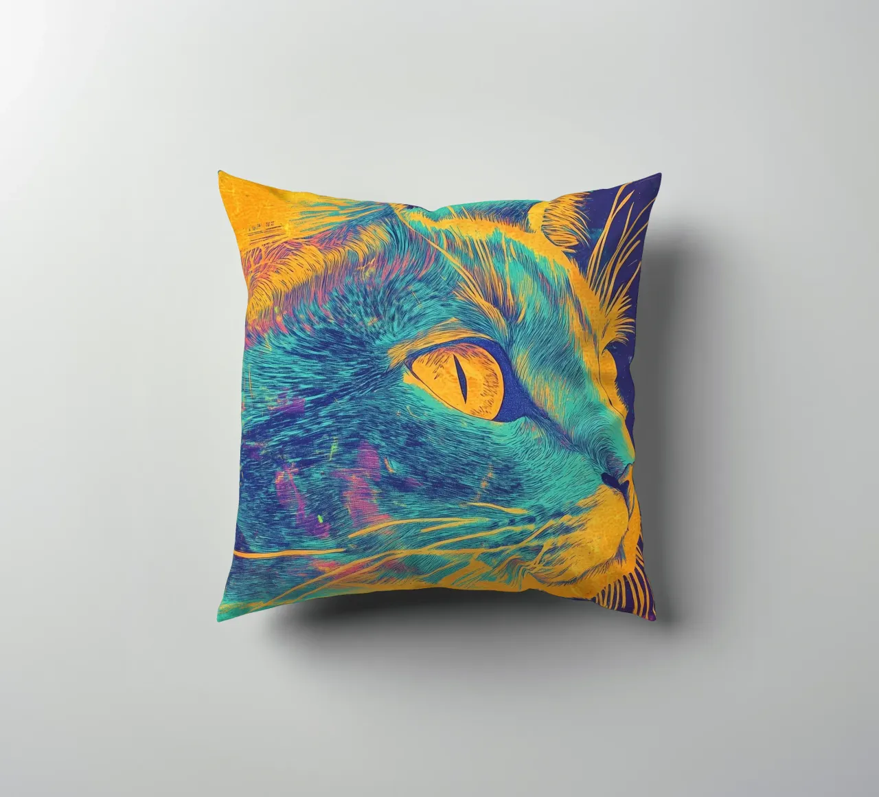 Gatto blu cuscino da Justyna Jaszke JBJart