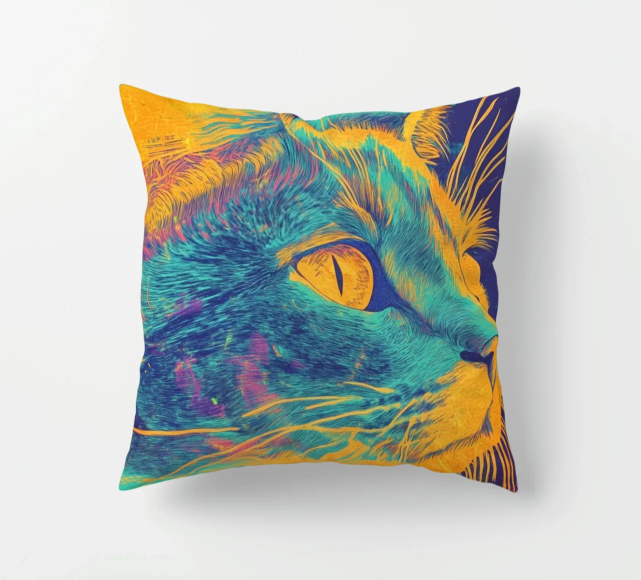 Gatto blu cuscino da Justyna Jaszke JBJart