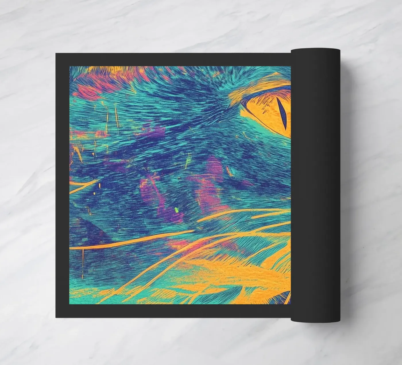 Blauwe kat deurmat van Justyna Jaszke JBJart