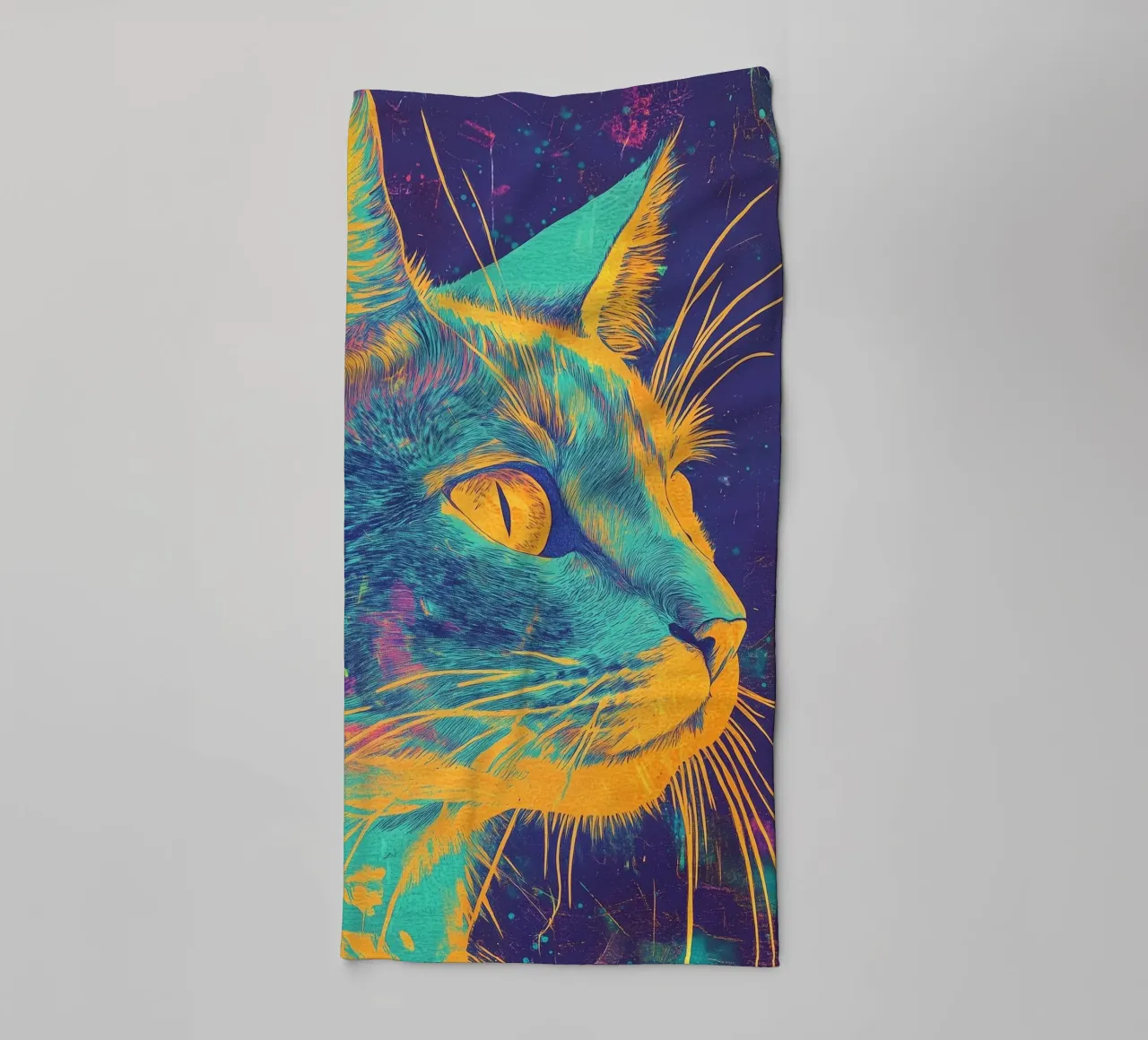 Blauwe kat badhanddoek van Justyna Jaszke JBJart