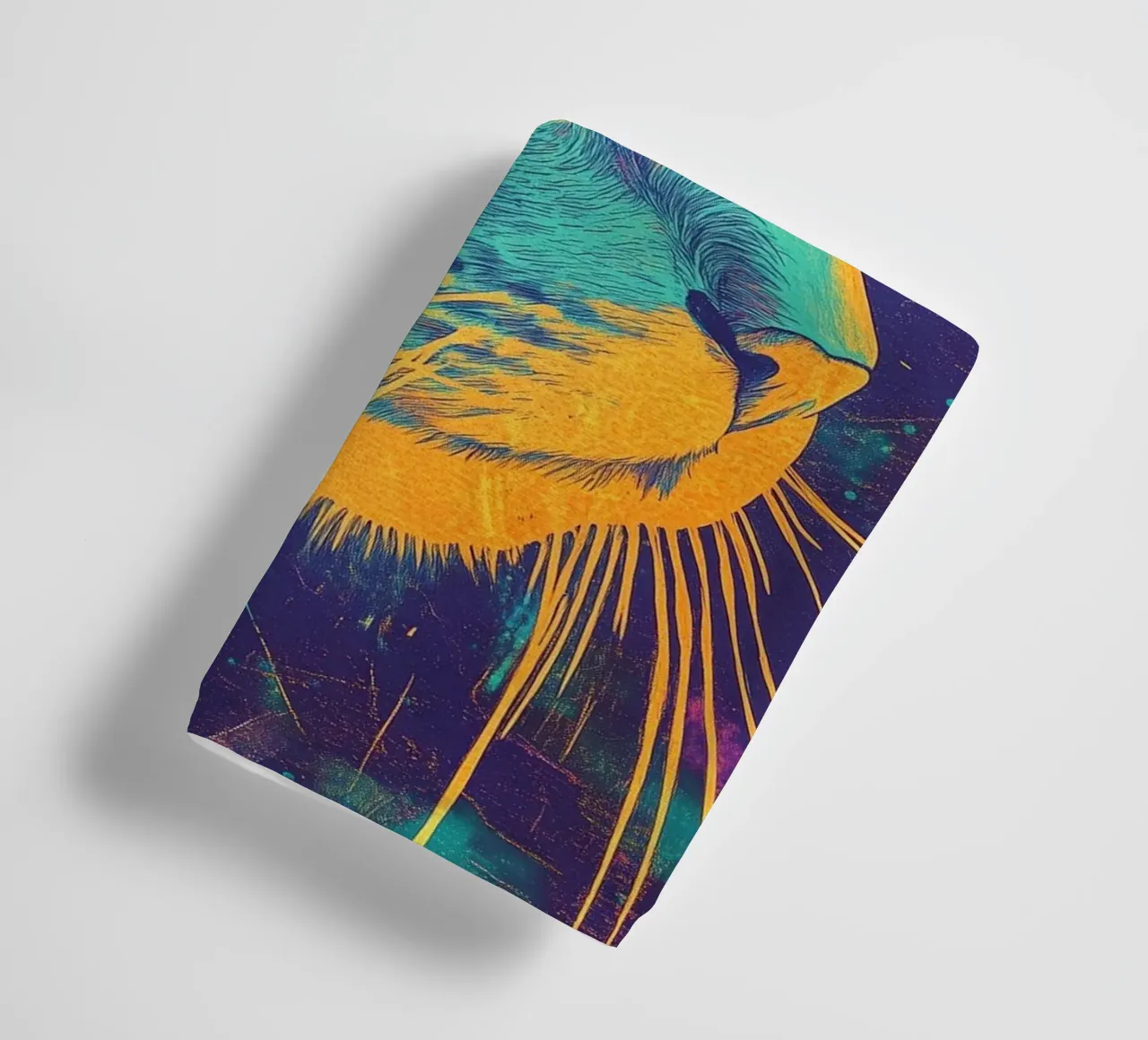 Blauwe kat badhanddoek van Justyna Jaszke JBJart