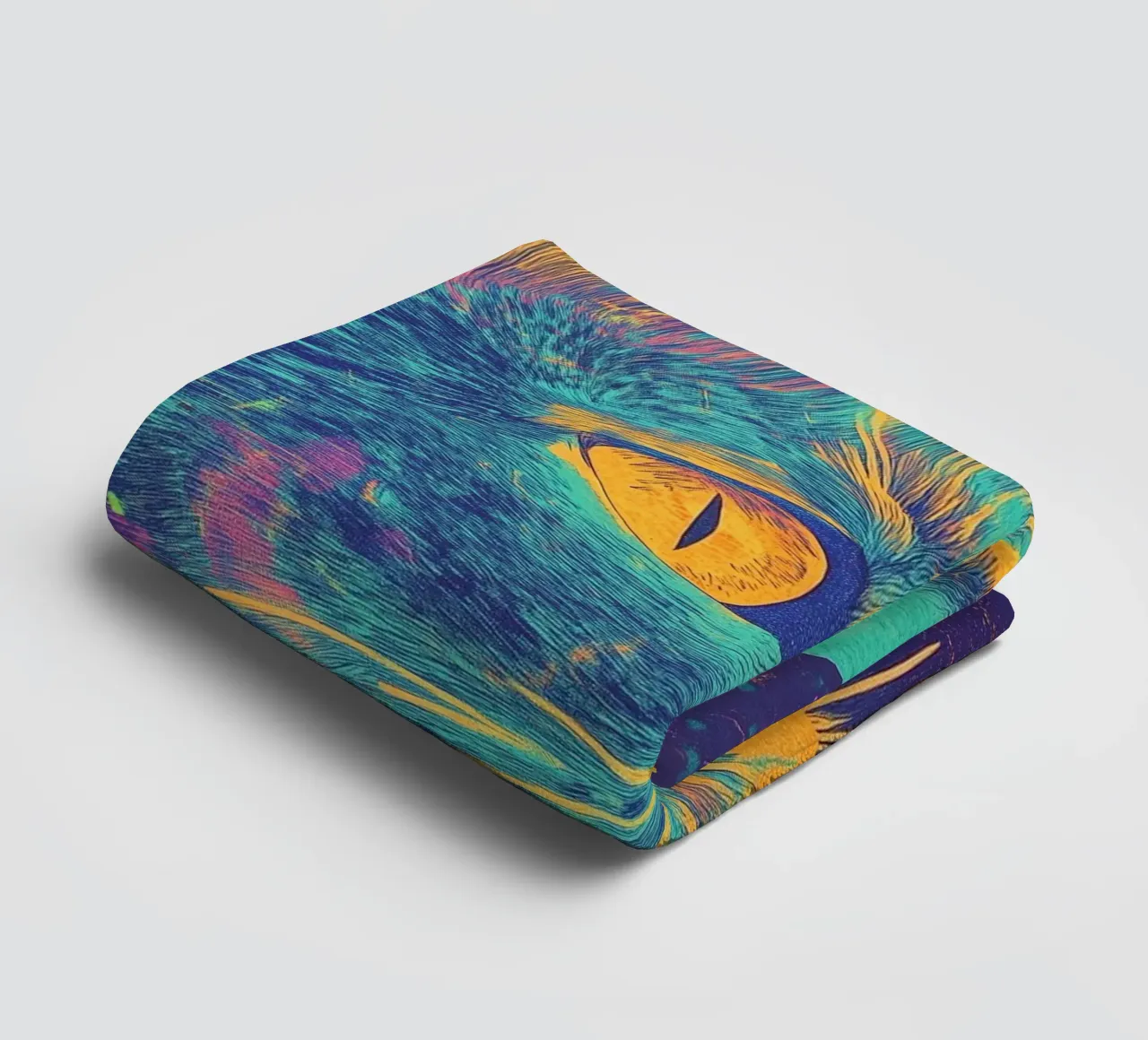 Blauwe kat badhanddoek van Justyna Jaszke JBJart