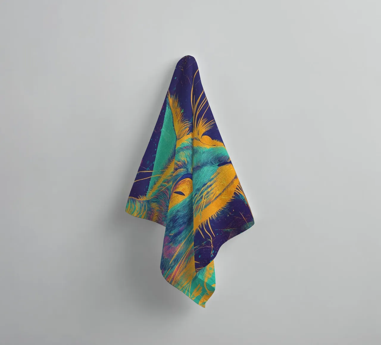 Blauwe kat badhanddoek van Justyna Jaszke JBJart