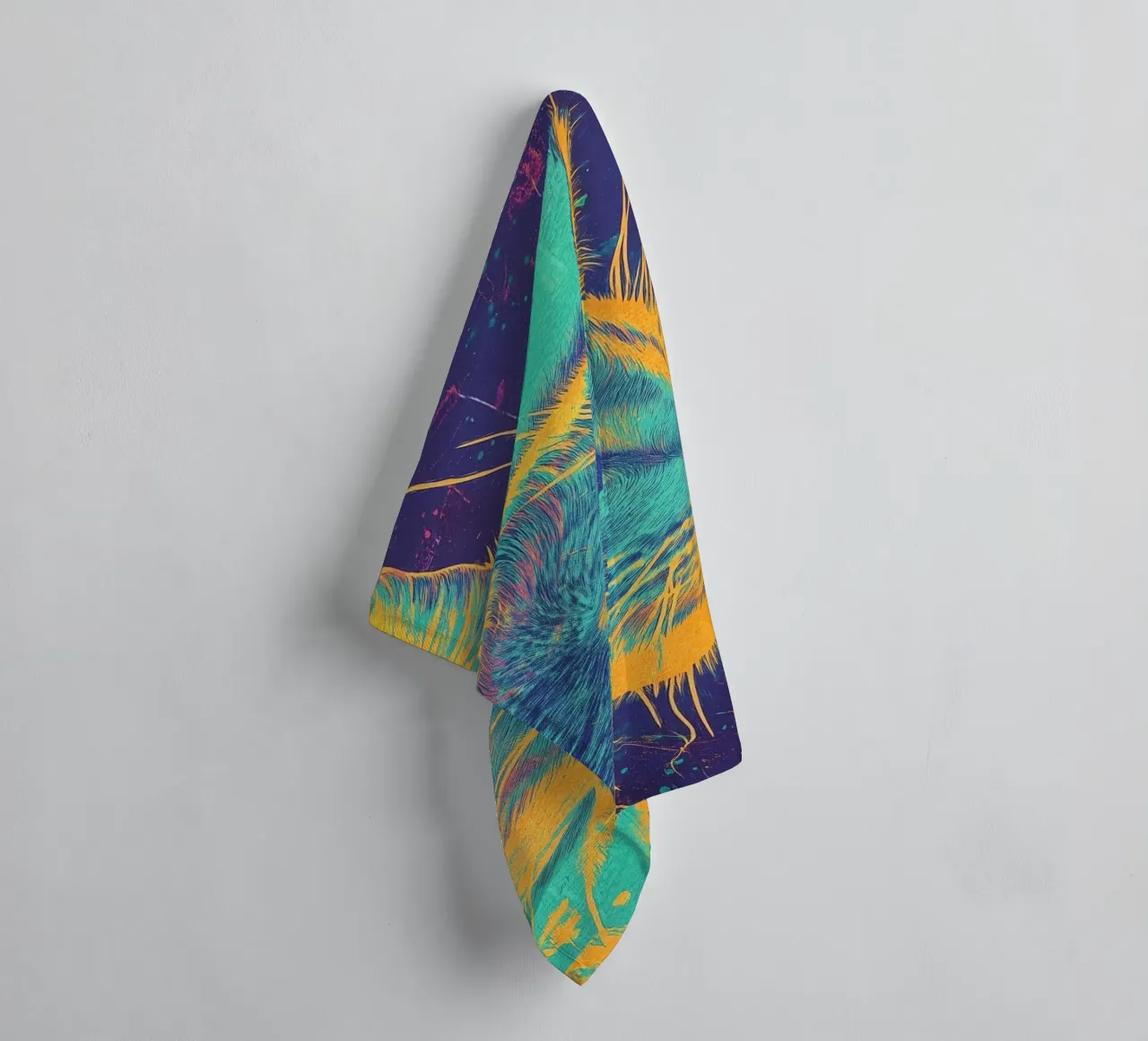 Blauwe kat badhanddoek van Justyna Jaszke JBJart