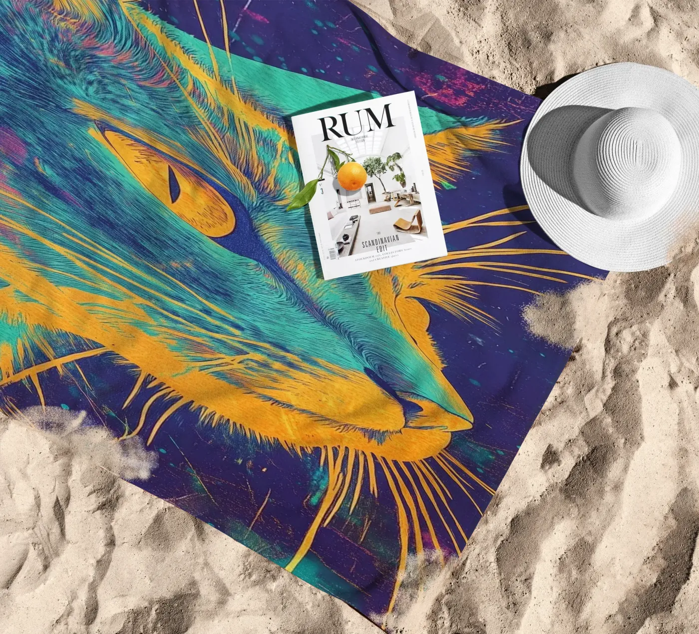 Gatto blu telo mare da Justyna Jaszke JBJart