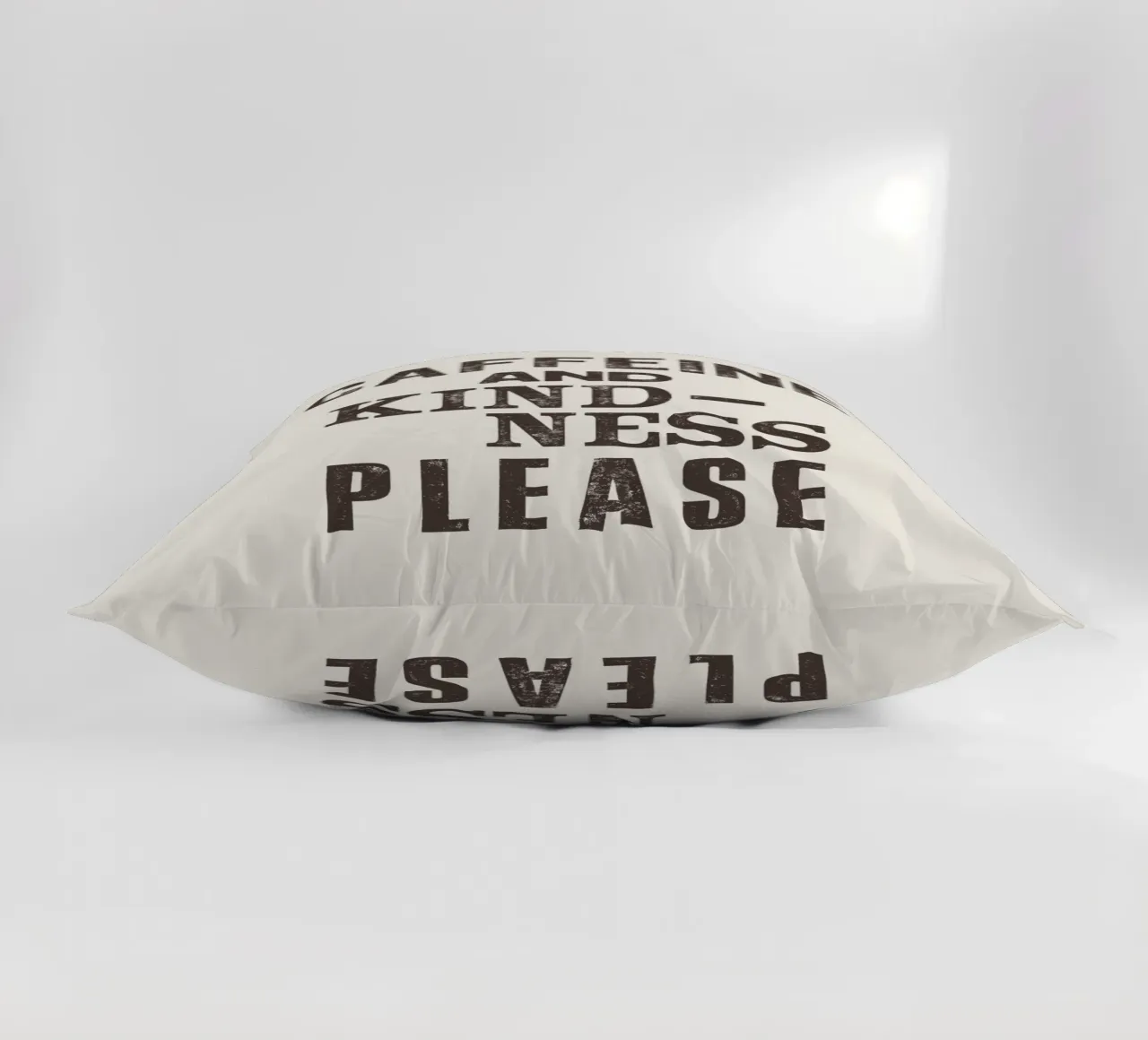 Caffeine and Kindness Please Whimsical Letterpress Print decorative cushion by THE MOTIVATED TYPE