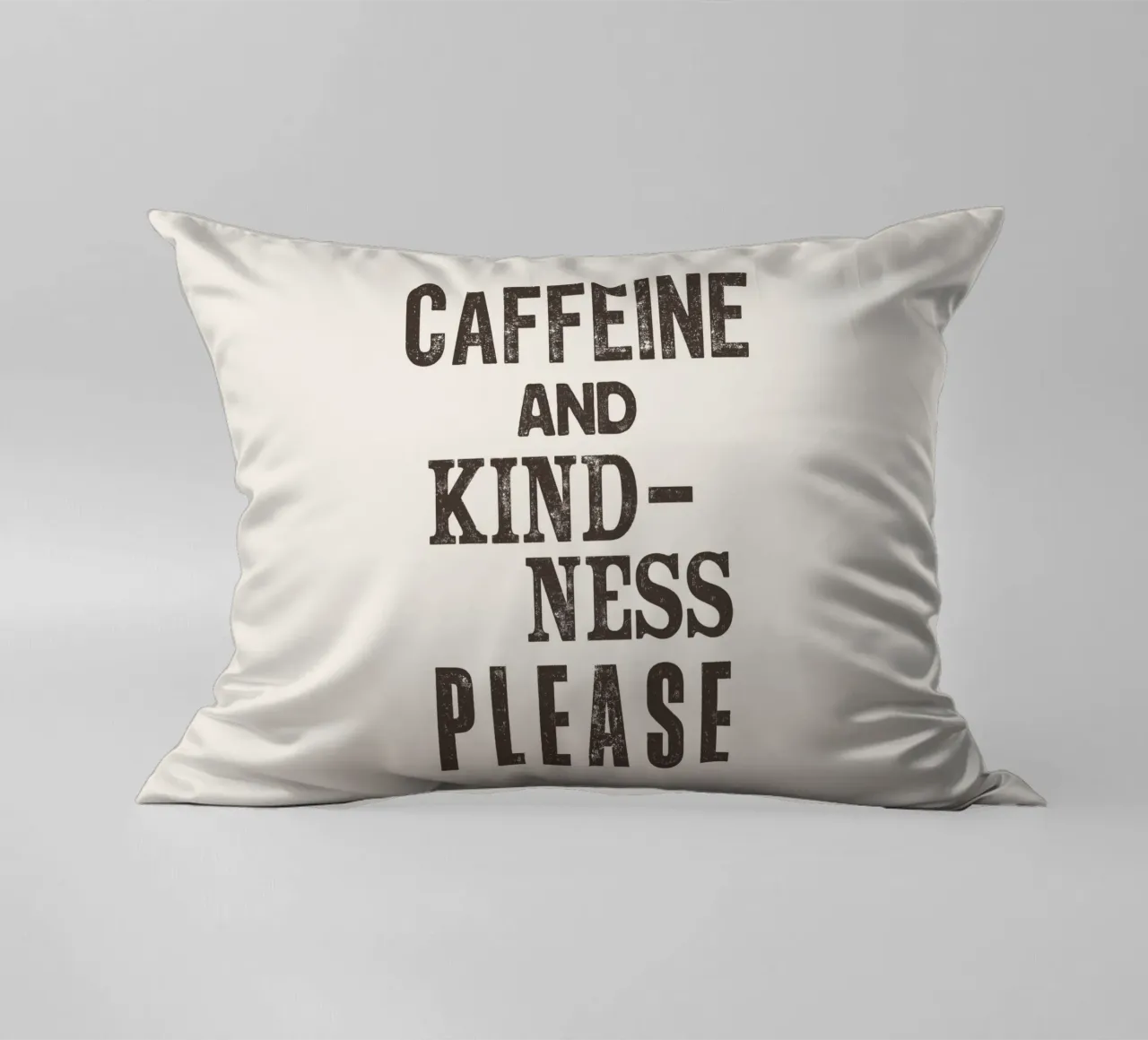 Caffeine and Kindness Please Whimsical Letterpress Print decorative cushion by THE MOTIVATED TYPE
