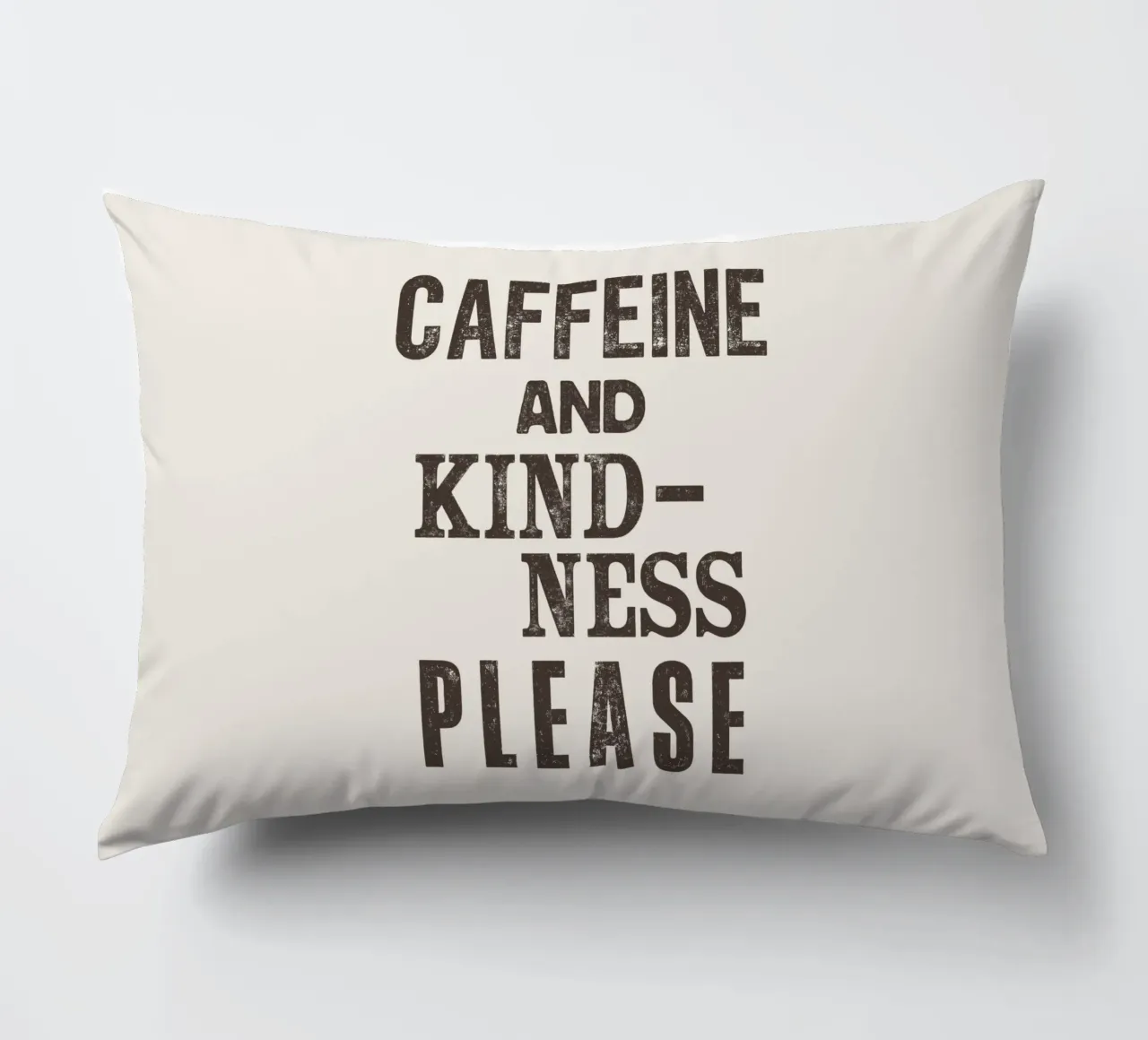 Caffeine and Kindness Please Whimsical Letterpress Print decorative cushion by THE MOTIVATED TYPE