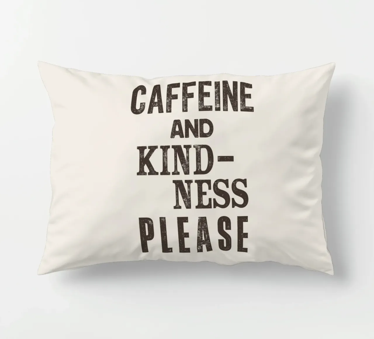 Caffeine and Kindness Please Whimsical Letterpress Print decorative cushion by THE MOTIVATED TYPE