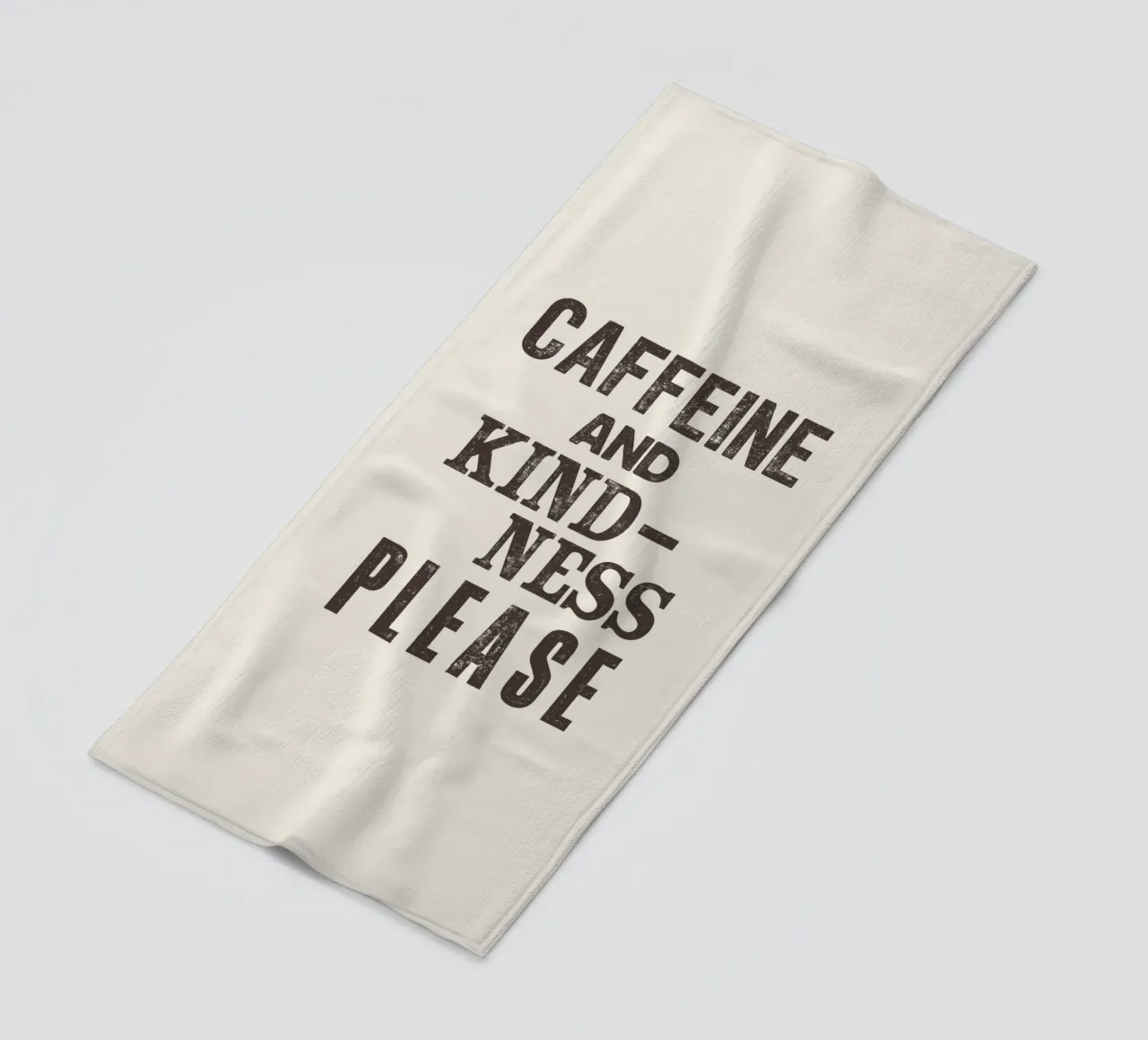Caffeine and Kindness Please Whimsical Letterpress Print beach towel by THE MOTIVATED TYPE