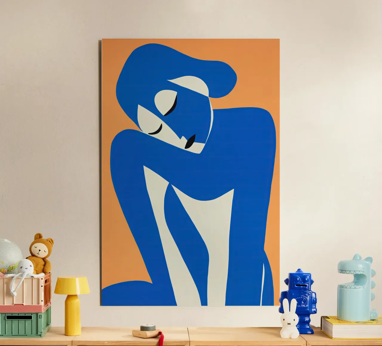 Donna dalla silhouette blu in stile Matisse alluminio dibond da Autofocus