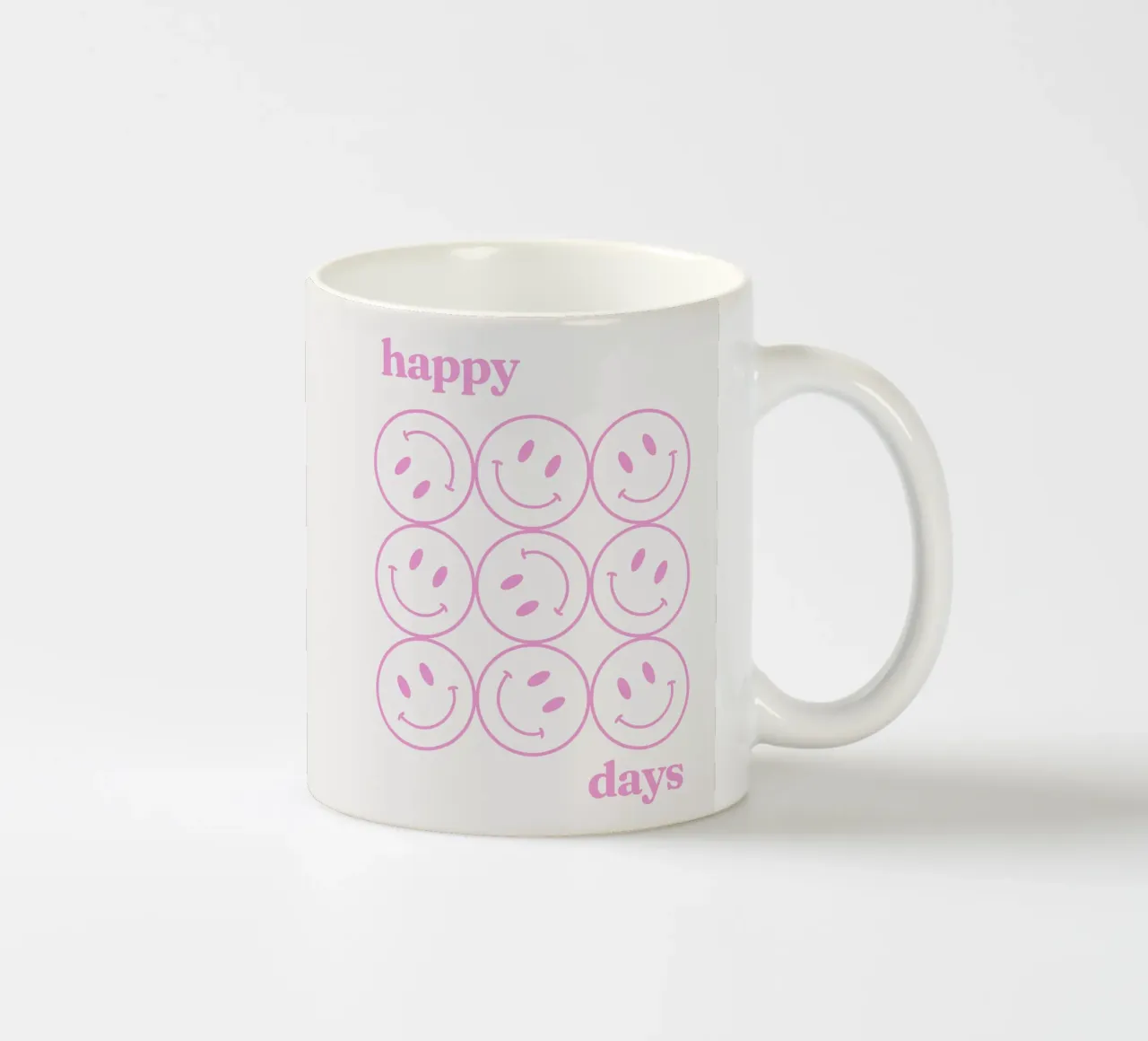 Smiley rosa Happy Days tazza in ceramica da Paigaam Studio