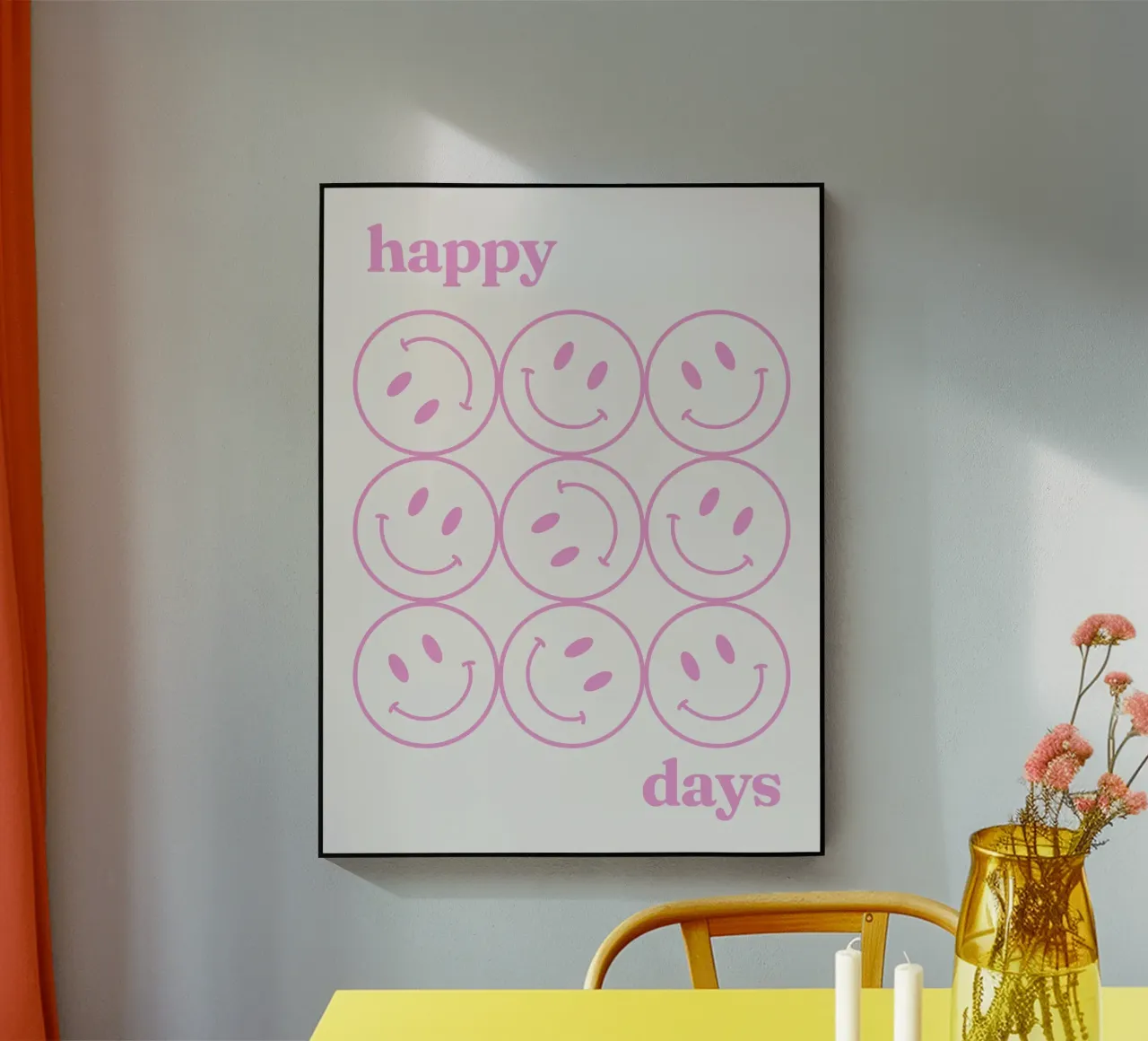 Smiley rosa Happy Days plexiglass da Paigaam Studio