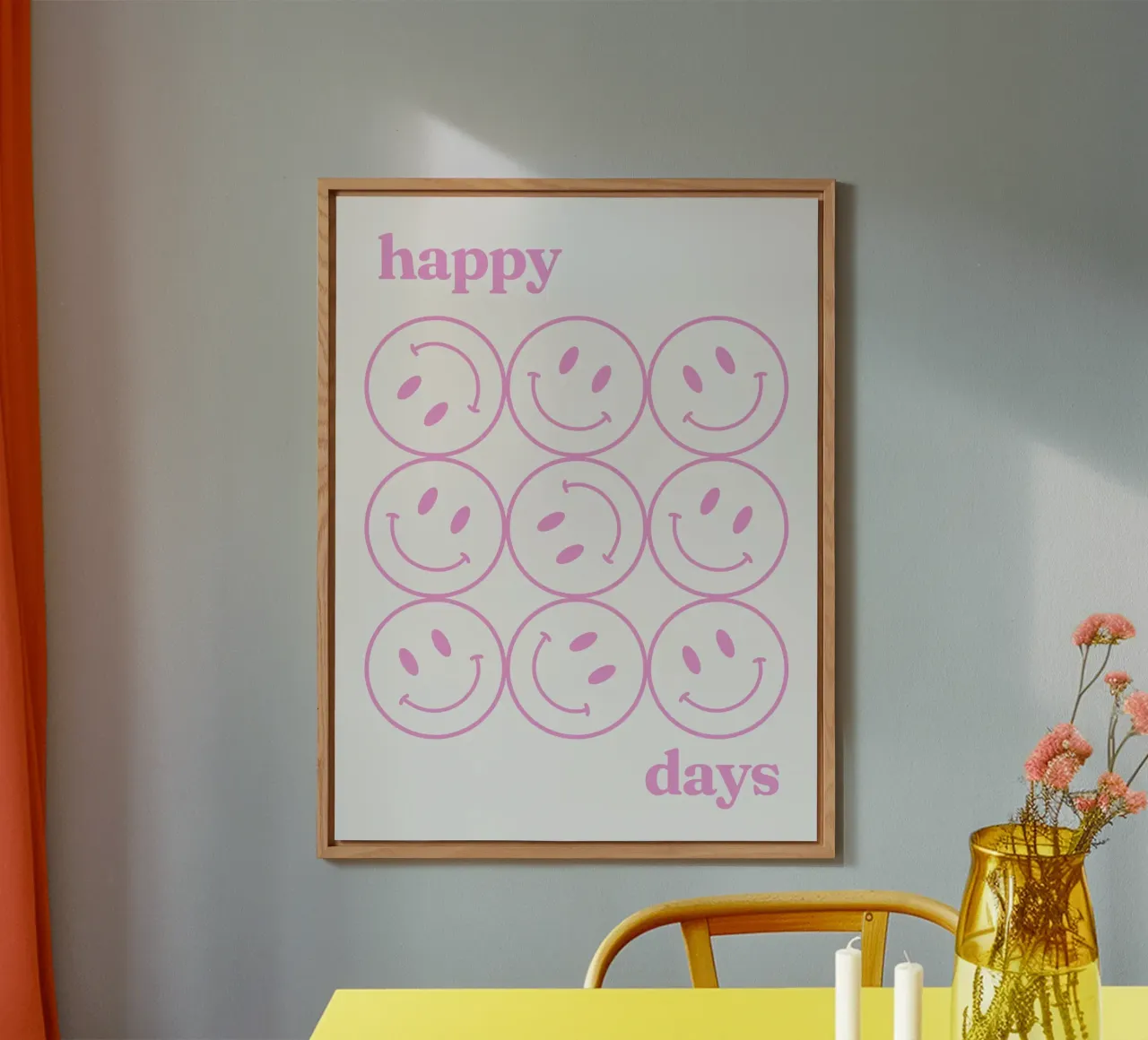 Smiley rosa Happy Days alluminio dibond da Paigaam Studio