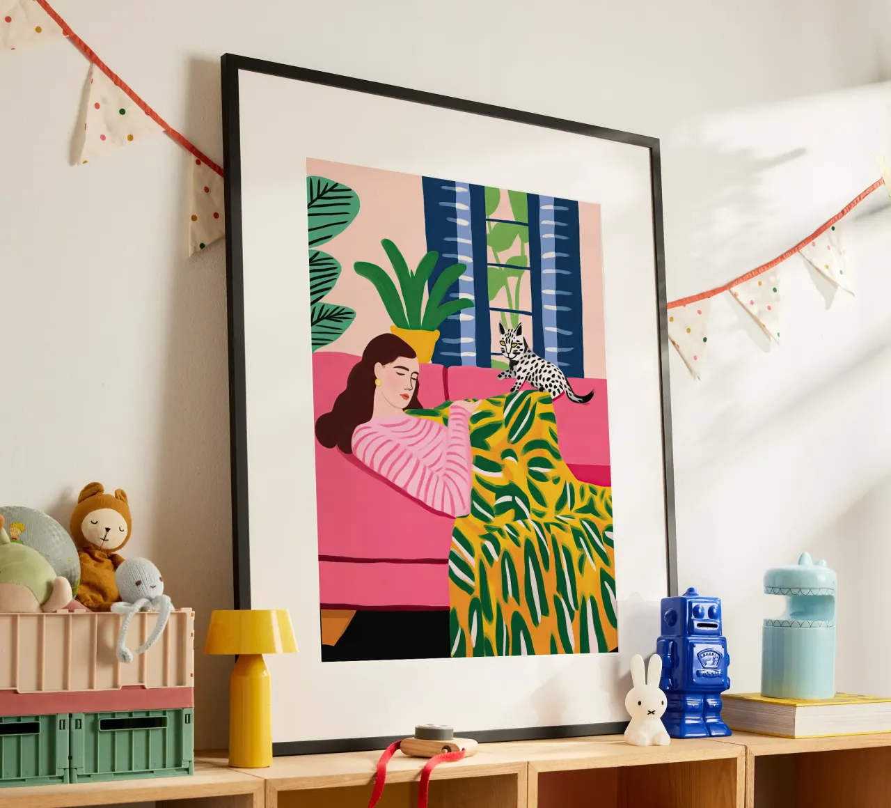 The cat wants to play | Illustration in Matisse style hahnemühle by Autofocus