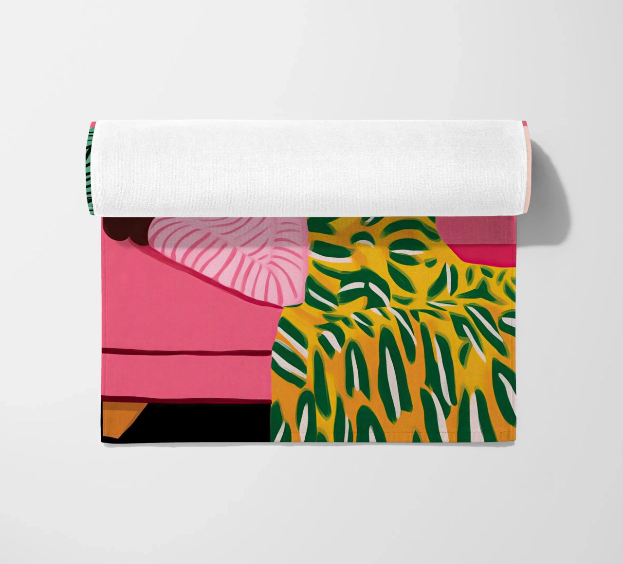 Il gatto vuole giocare | Illustrazione in stile Matisse telo mare da Autofocus