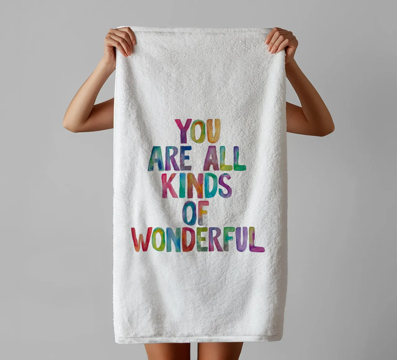You Are All Kinds of Wonderful Typography Quote for Children towel by THE MOTIVATED TYPE
