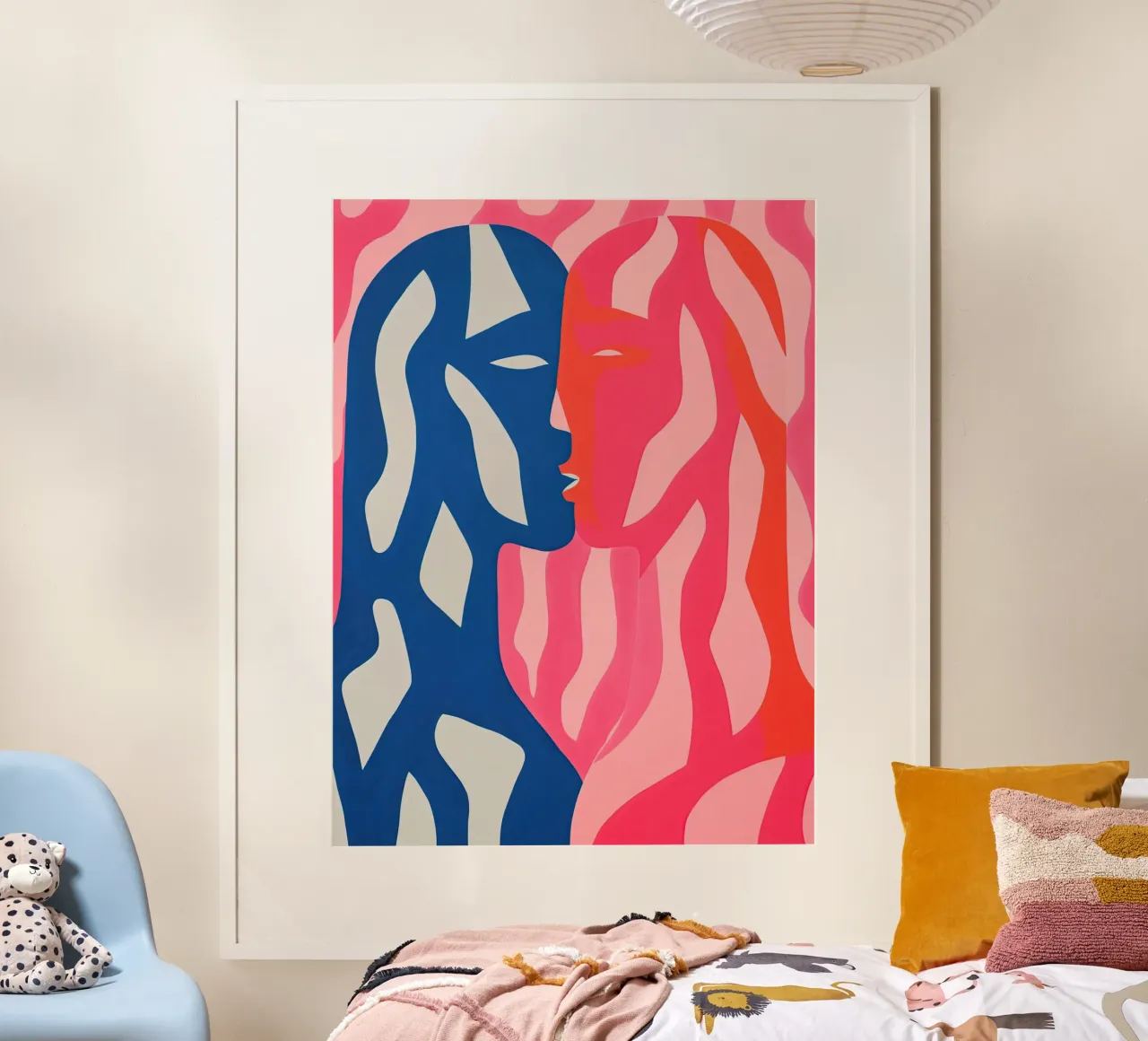 Rallentiamo la volpe | Ritratto di coppia astratto poster con telaio in plastica da Autofocus