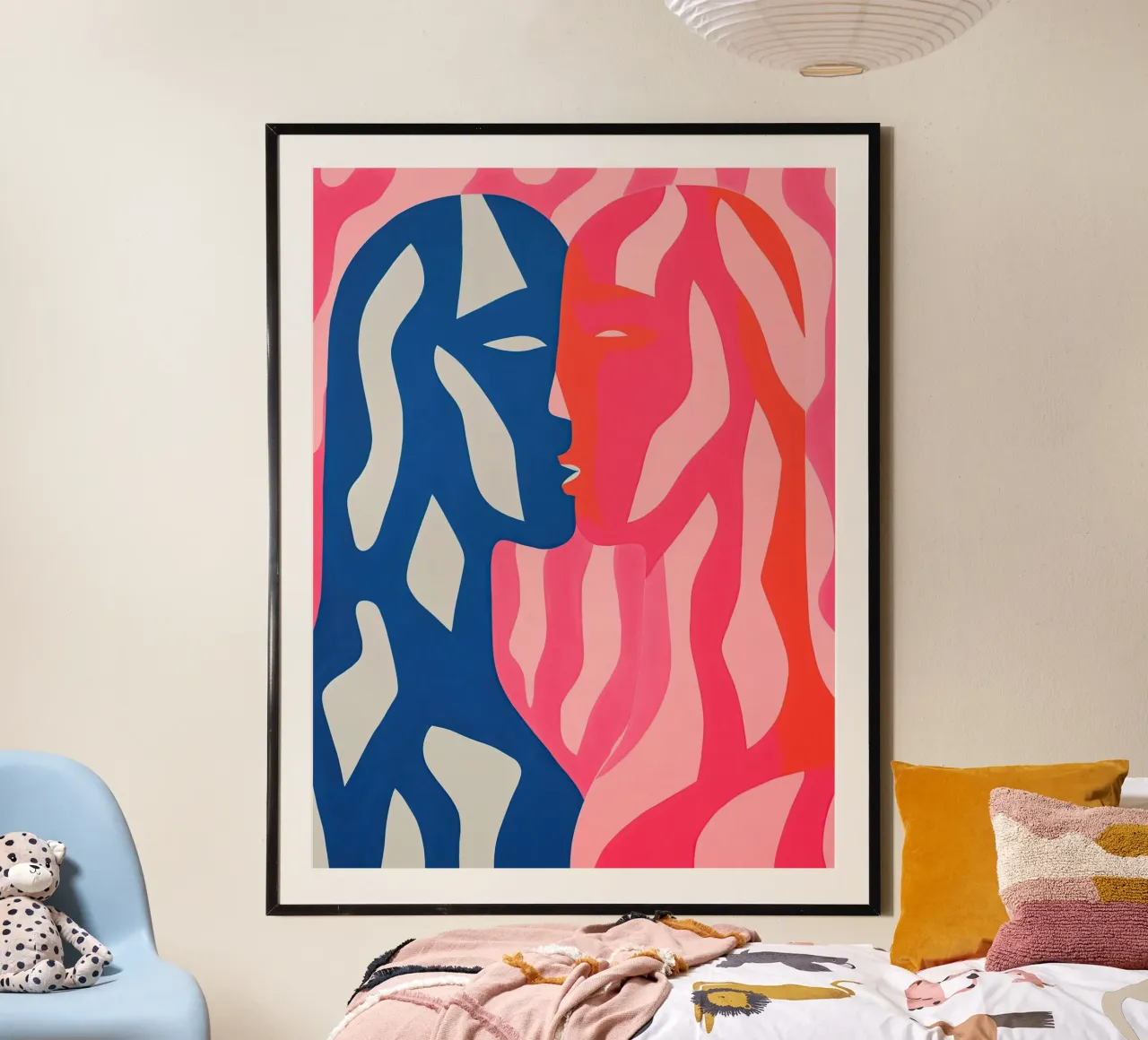 Rallentiamo la volpe | Ritratto di coppia astratto poster con telaio in plastica da Autofocus