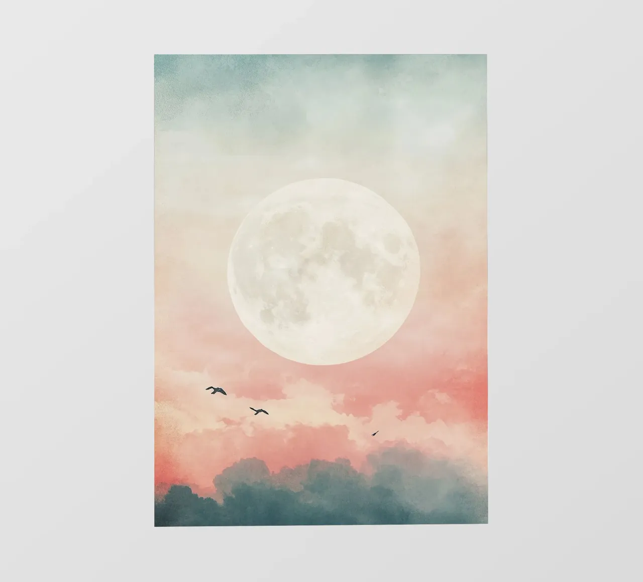 Luna Nuvole Cielo Uccelli telo in pvc da Nikis Art Studio