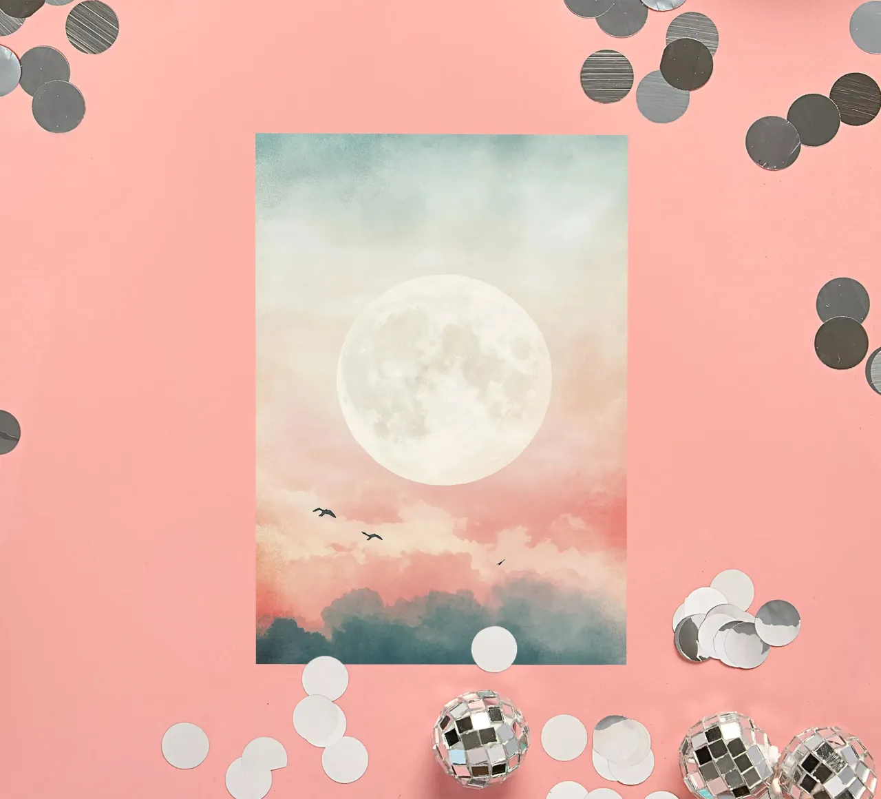 Moon Clouds Sky Birds sticker by Nikis Art Studio