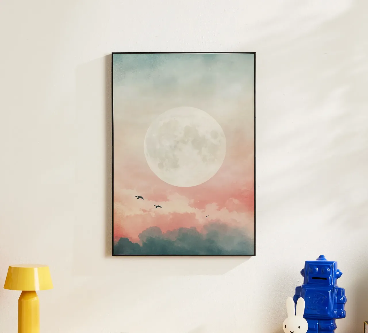 Luna Nuvole Cielo Uccelli alluminio dibond da Nikis Art Studio