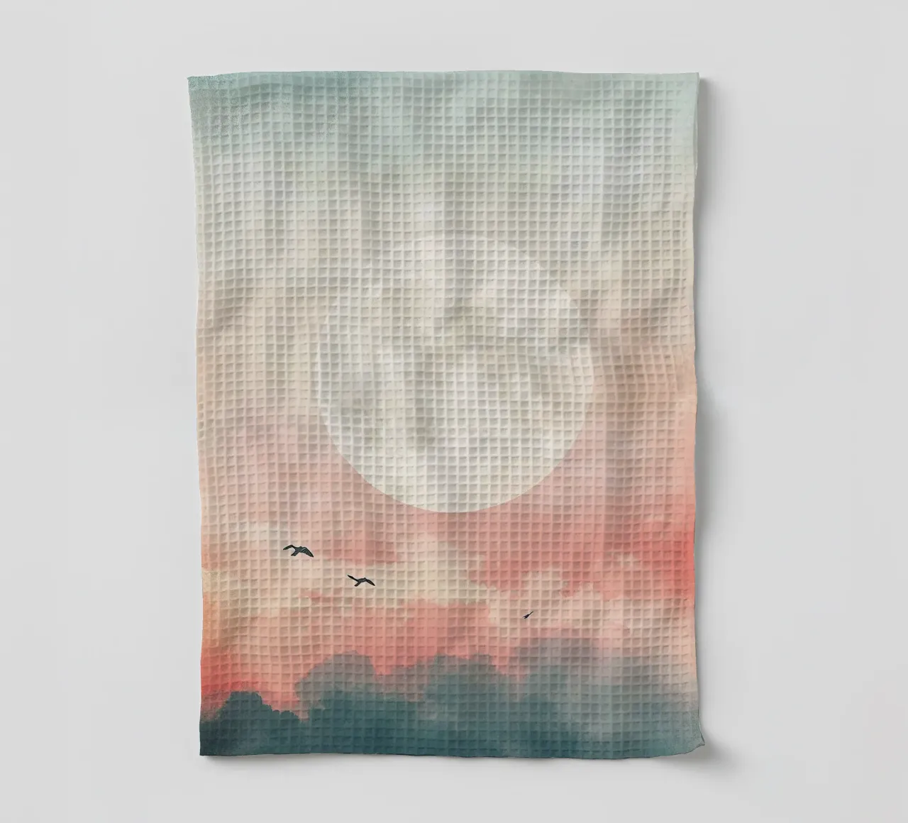 Lune Nuages Ciel Oiseaux torchon de Nikis Art Studio