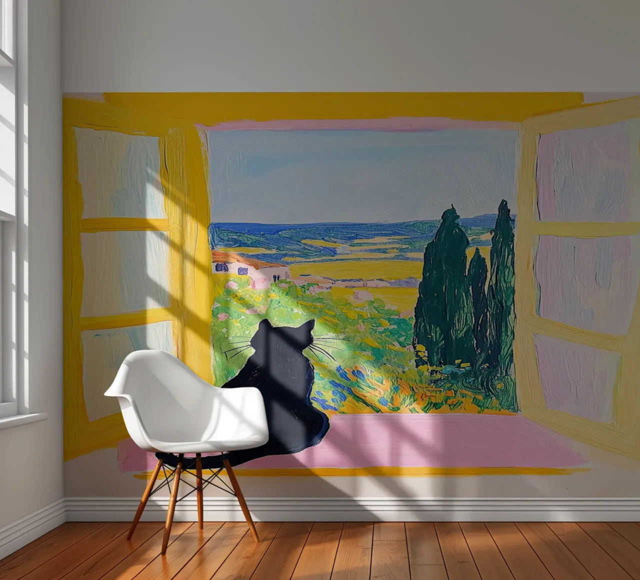 Chat Matisse inspiré papier peint photo de Nikis Art Studio