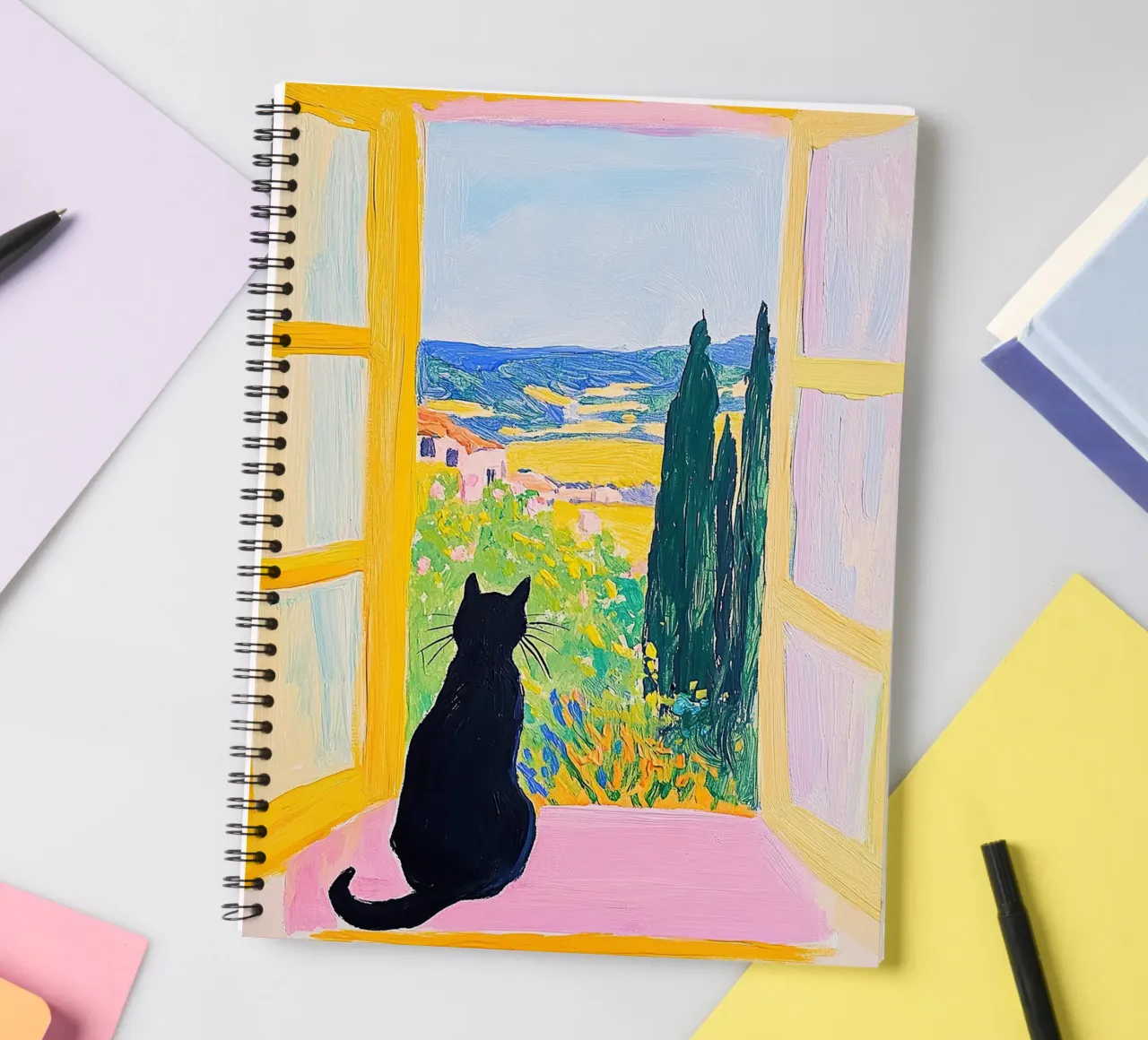 Cat Matisse inspires spiral notebook by Nikis Art Studio