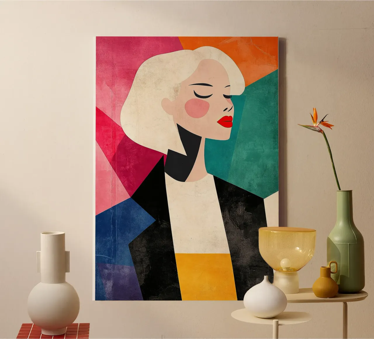 Weinlese Leinwand mit Schattenfugenrahmen von Nikis Art Studio