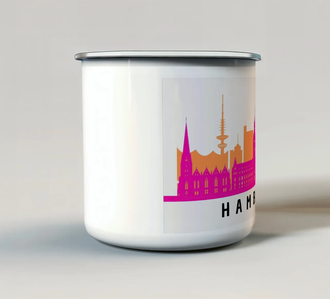 Hamburg - Silhouette in Pink & Orange tazza in smalto da DigiWunderwerk