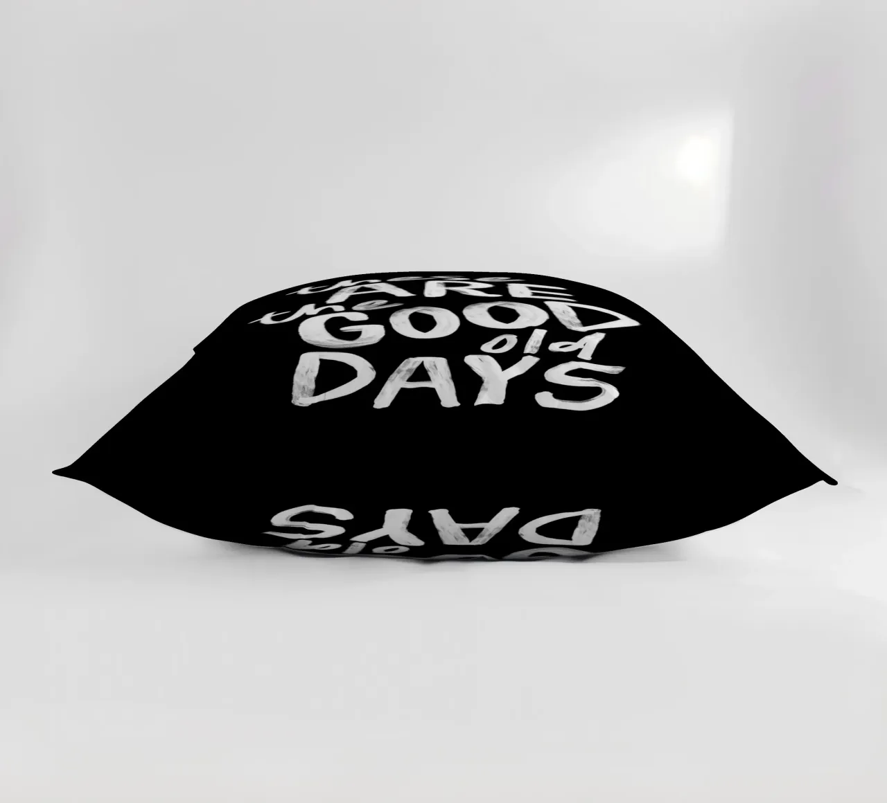 These Are the Good Old Days Optimistic Typography Print decorative cushion by THE MOTIVATED TYPE