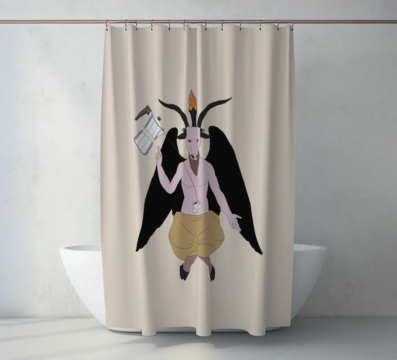 Caffè satanico tenda da doccia da pronzo
