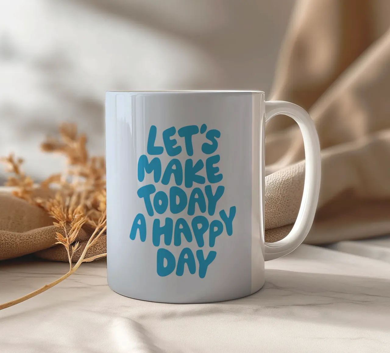 Let's Make Today a Happy Day Optimistic Typography Print ceramic mug by THE MOTIVATED TYPE