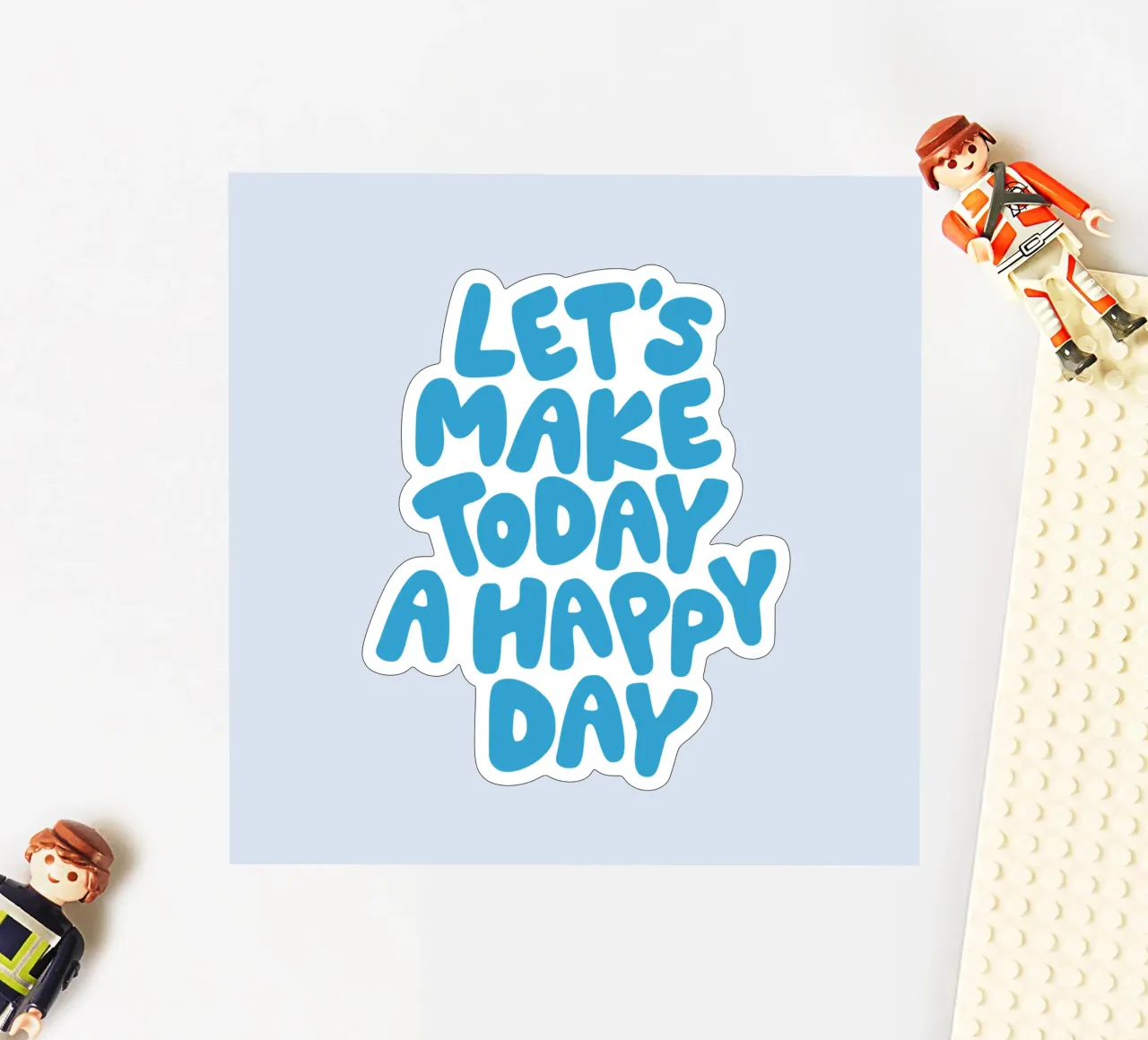 Let's Make Today a Happy Day Optimistic Typography Print sticker by THE MOTIVATED TYPE