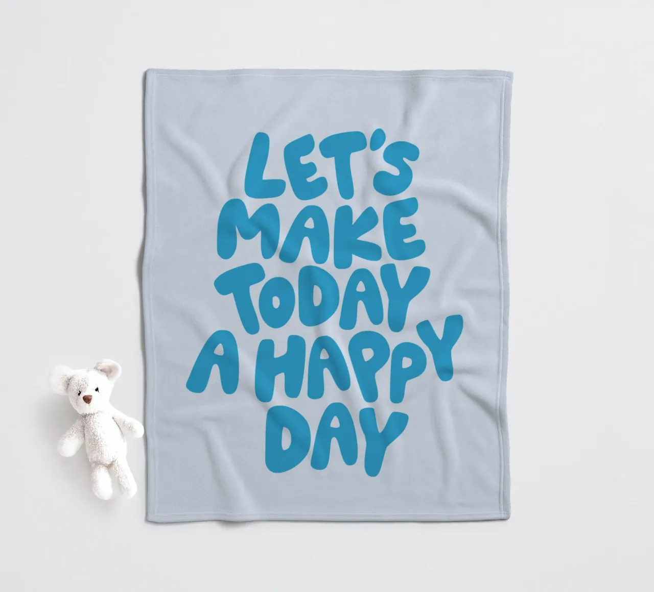 Let's Make Today a Happy Day Optimistic Typography Print fleece blanket by THE MOTIVATED TYPE
