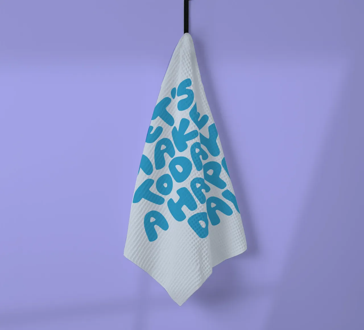 Let's Make Today a Happy Day Optimistic Typography Print tea towel by THE MOTIVATED TYPE