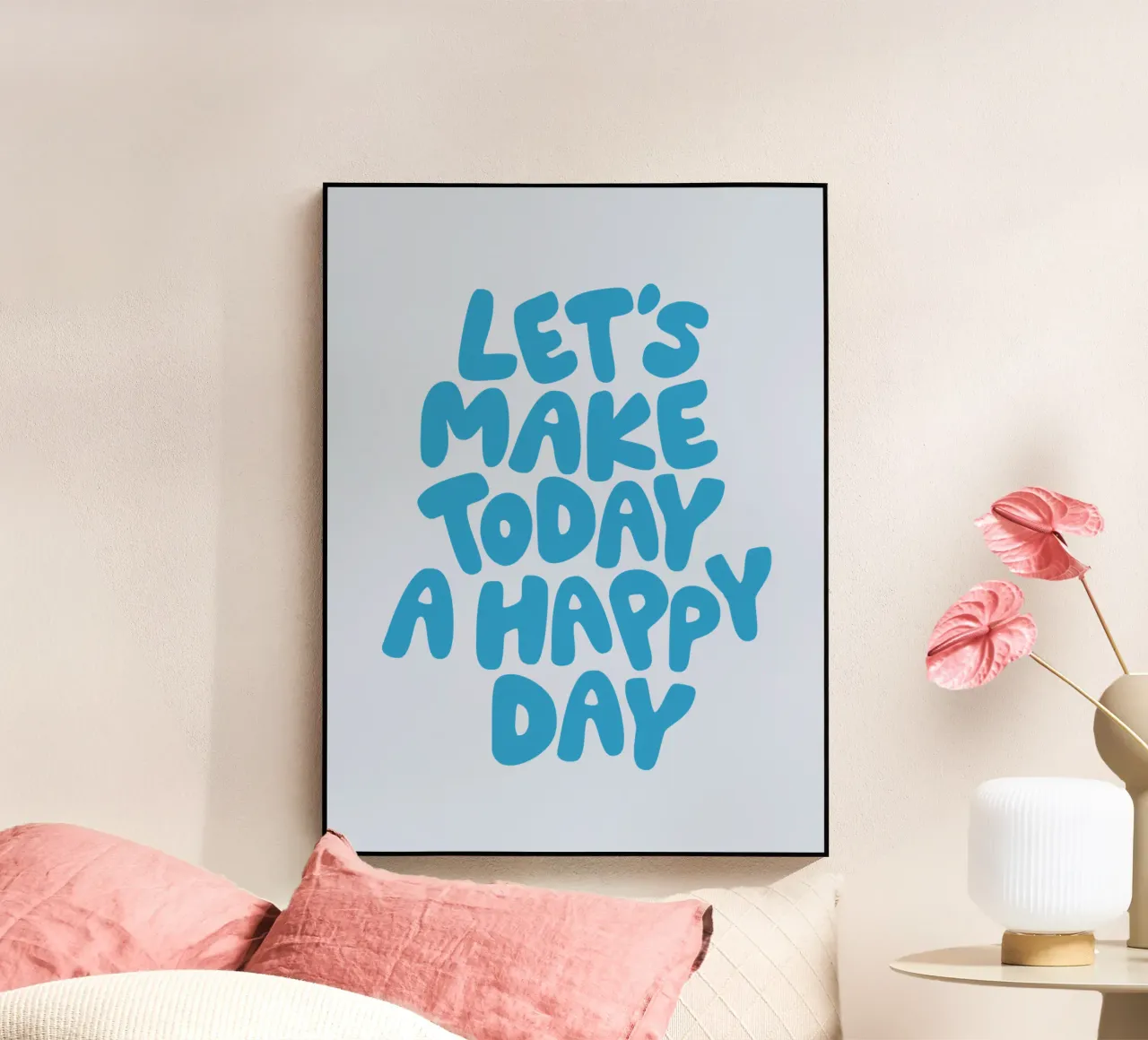 Maak van vandaag een gelukkige dag Optimistische typografie Print acryl van THE MOTIVATED TYPE