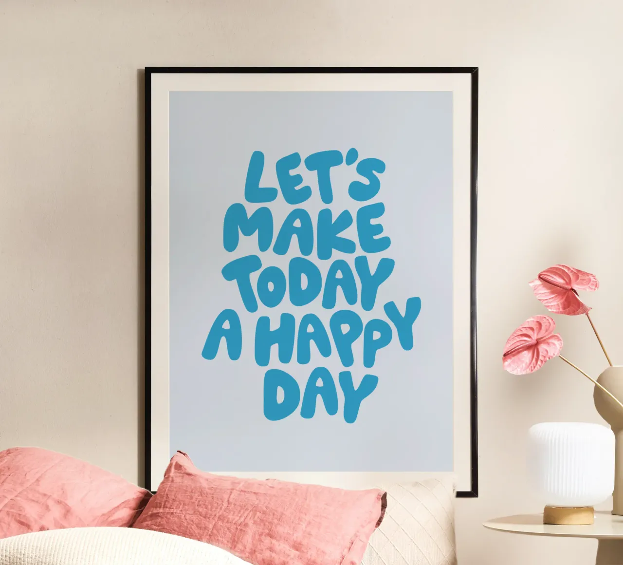 Let's Make Today a Happy Day Optimistic Typography Print hahnemühle by THE MOTIVATED TYPE